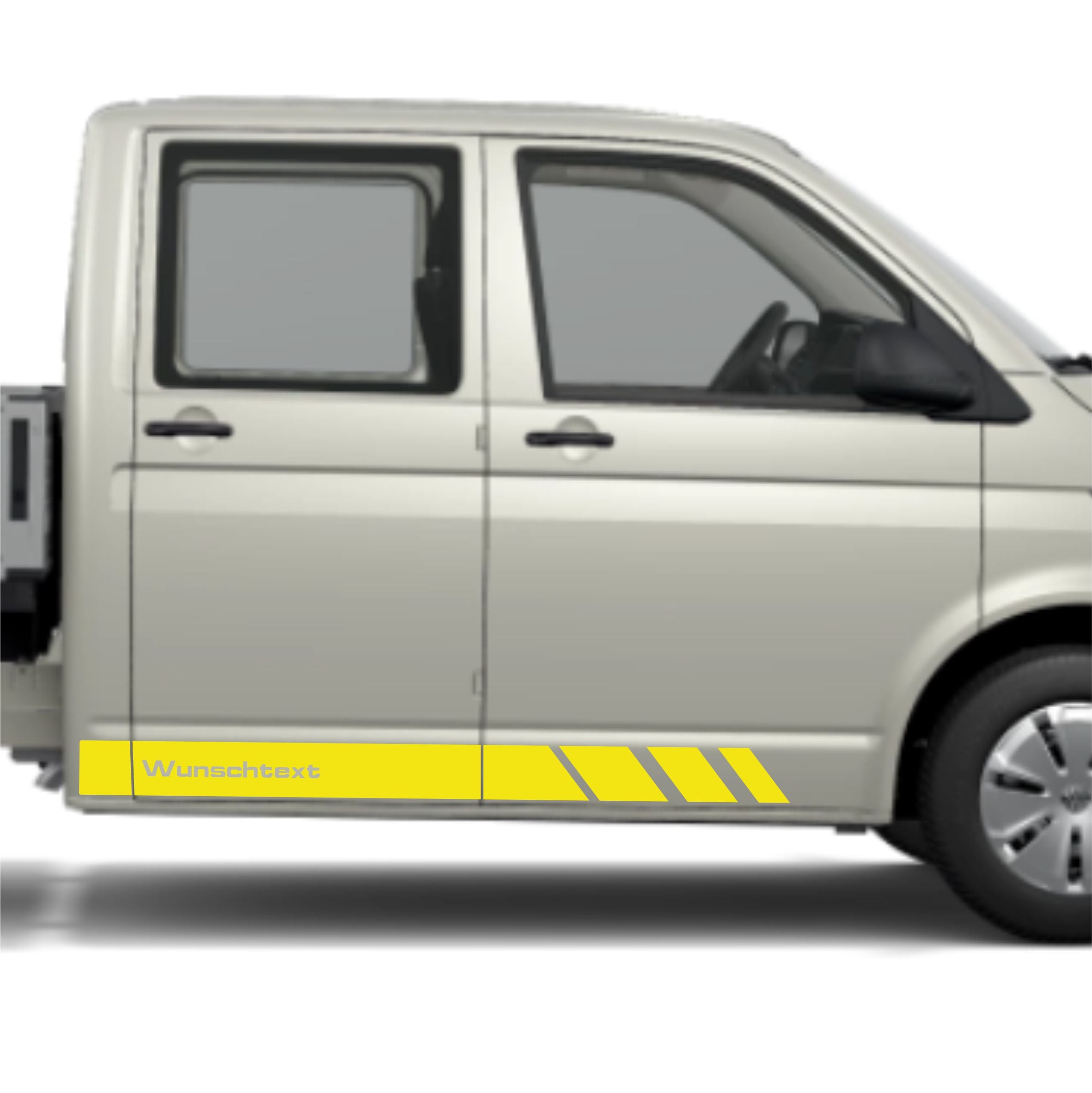 Seitenstreifen Aufkleber mit WUNSCHTEXT passend für VW Pritsche Doppelkabine - FOTOFOL