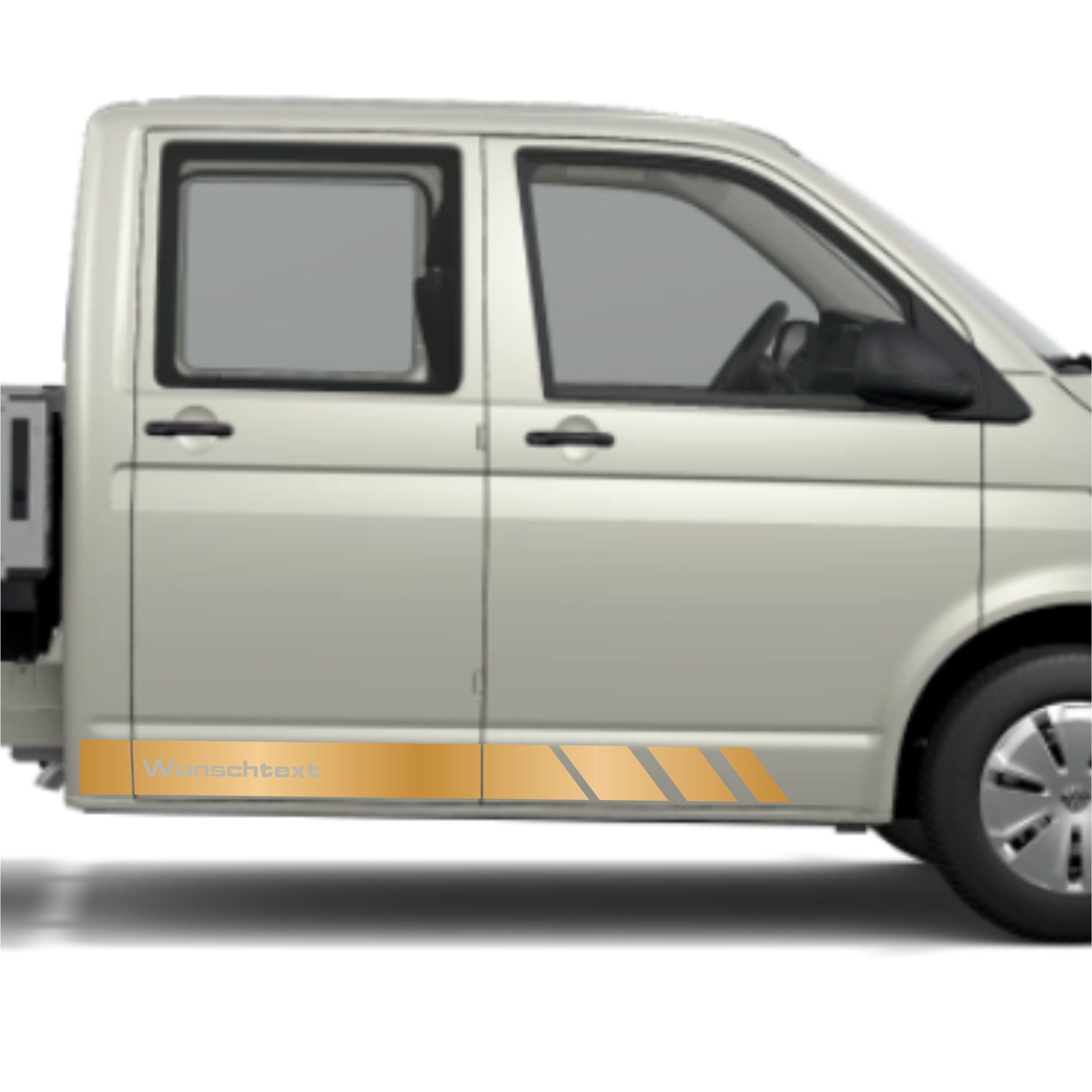 Seitenstreifen Aufkleber mit WUNSCHTEXT passend für VW Pritsche Doppelkabine - FOTOFOL