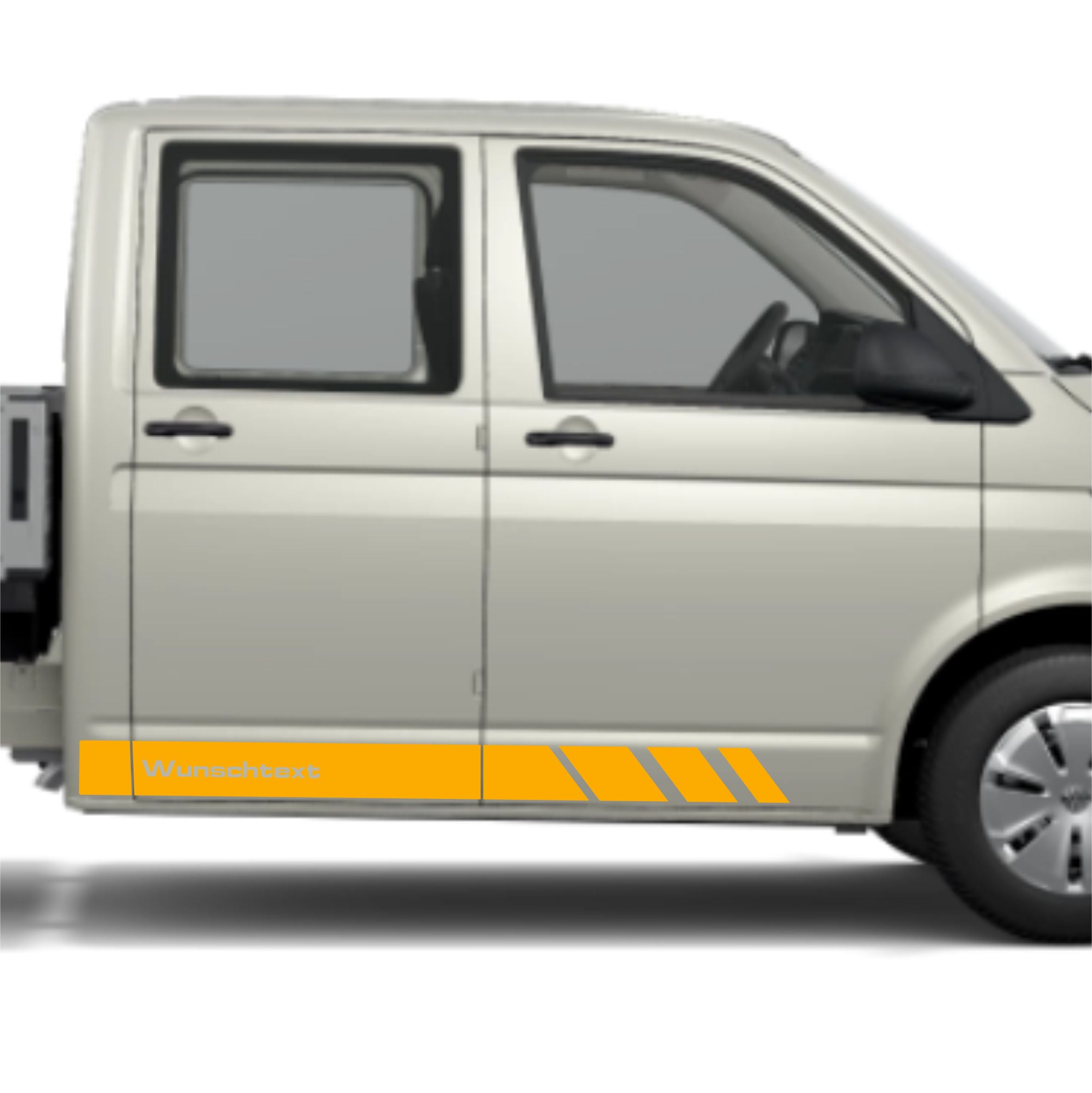 Seitenstreifen Aufkleber mit WUNSCHTEXT passend für VW Pritsche Doppelkabine - FOTOFOL