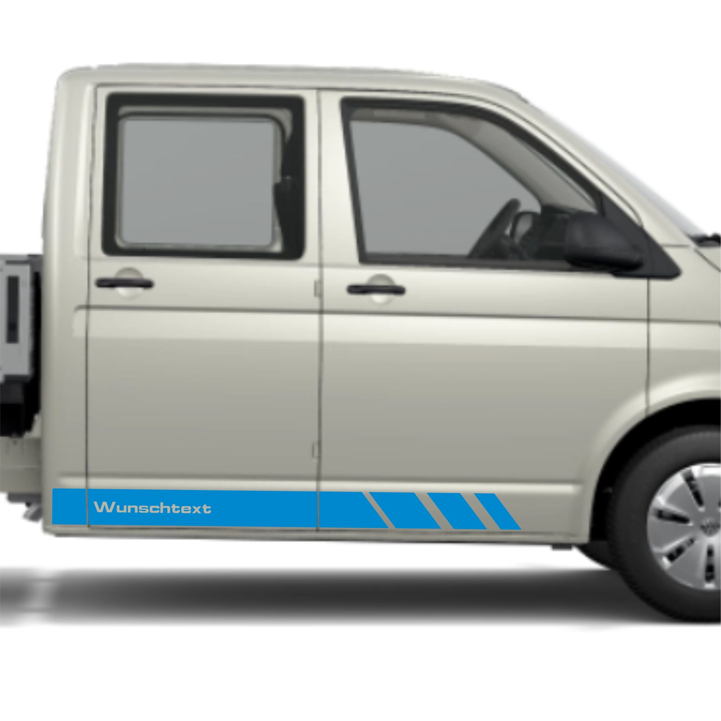 Seitenstreifen Aufkleber mit WUNSCHTEXT passend für VW Pritsche Doppelkabine - FOTOFOL