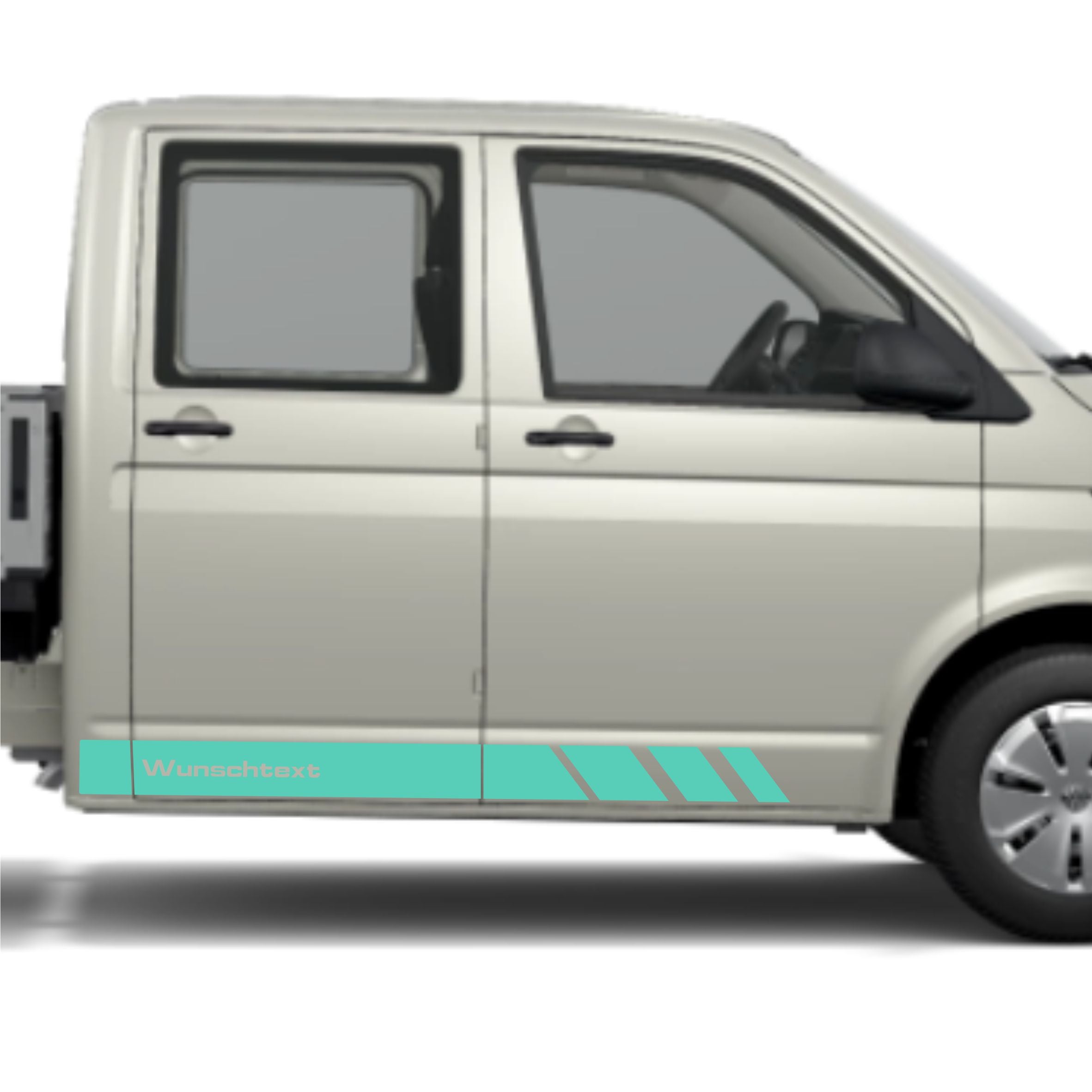 Seitenstreifen Aufkleber mit WUNSCHTEXT passend für VW Pritsche Doppelkabine - FOTOFOL