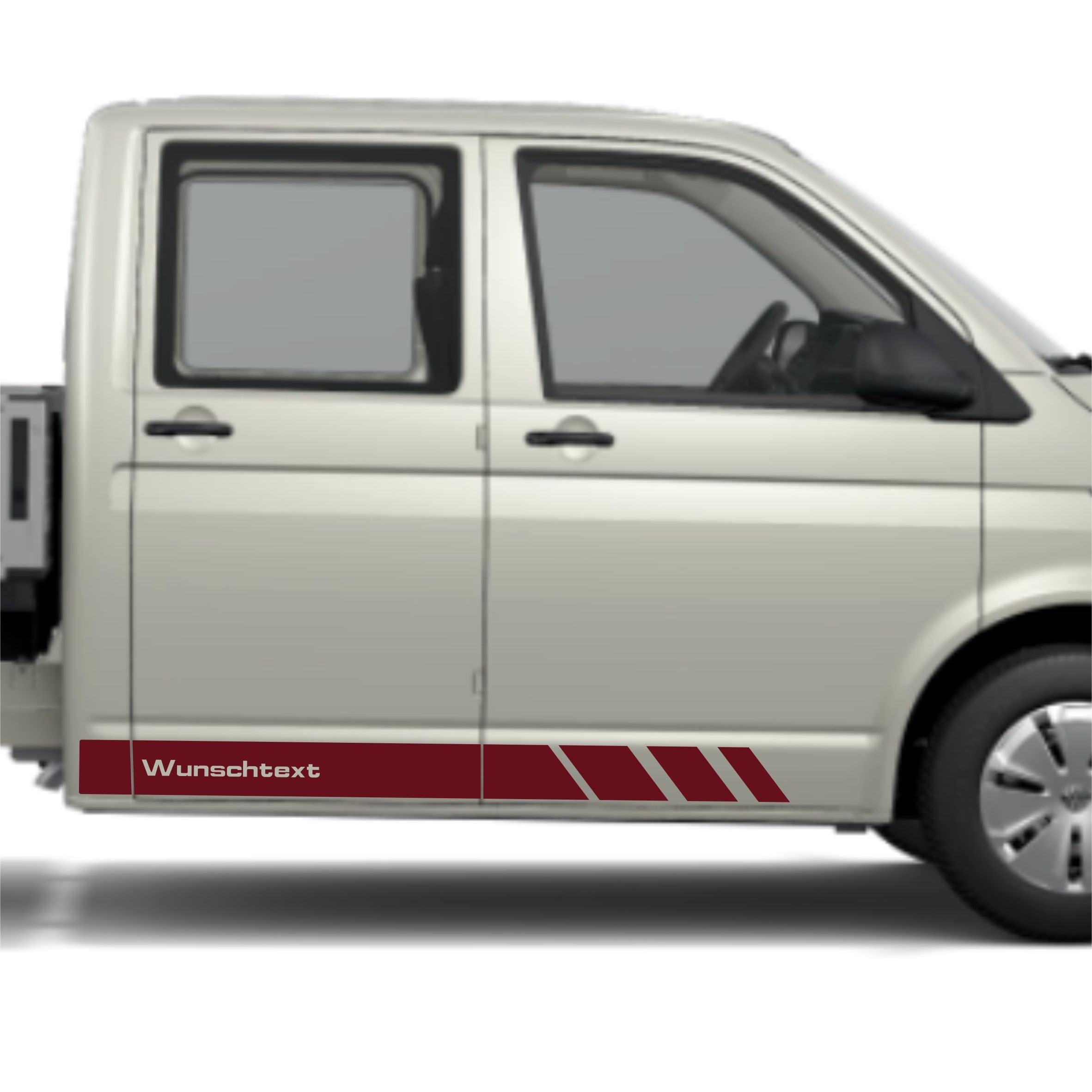 Seitenstreifen Aufkleber mit WUNSCHTEXT passend für VW Pritsche Doppelkabine - FOTOFOL