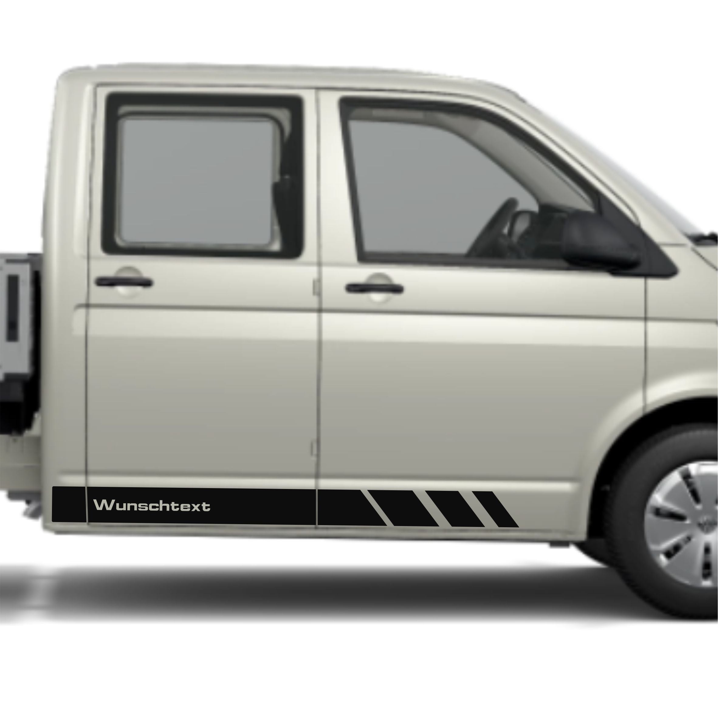 Seitenstreifen Aufkleber mit WUNSCHTEXT passend für VW Pritsche Doppelkabine - FOTOFOL