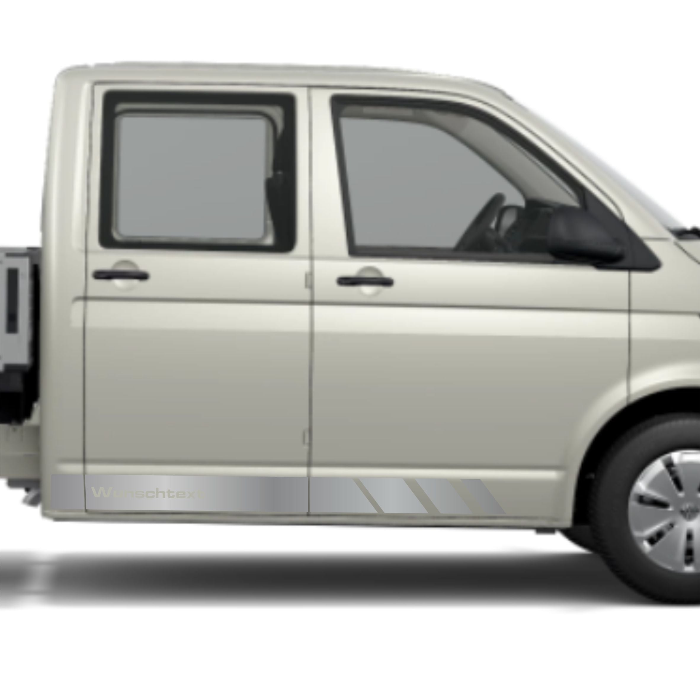 Seitenstreifen Aufkleber mit WUNSCHTEXT passend für VW Pritsche Doppelkabine - FOTOFOL