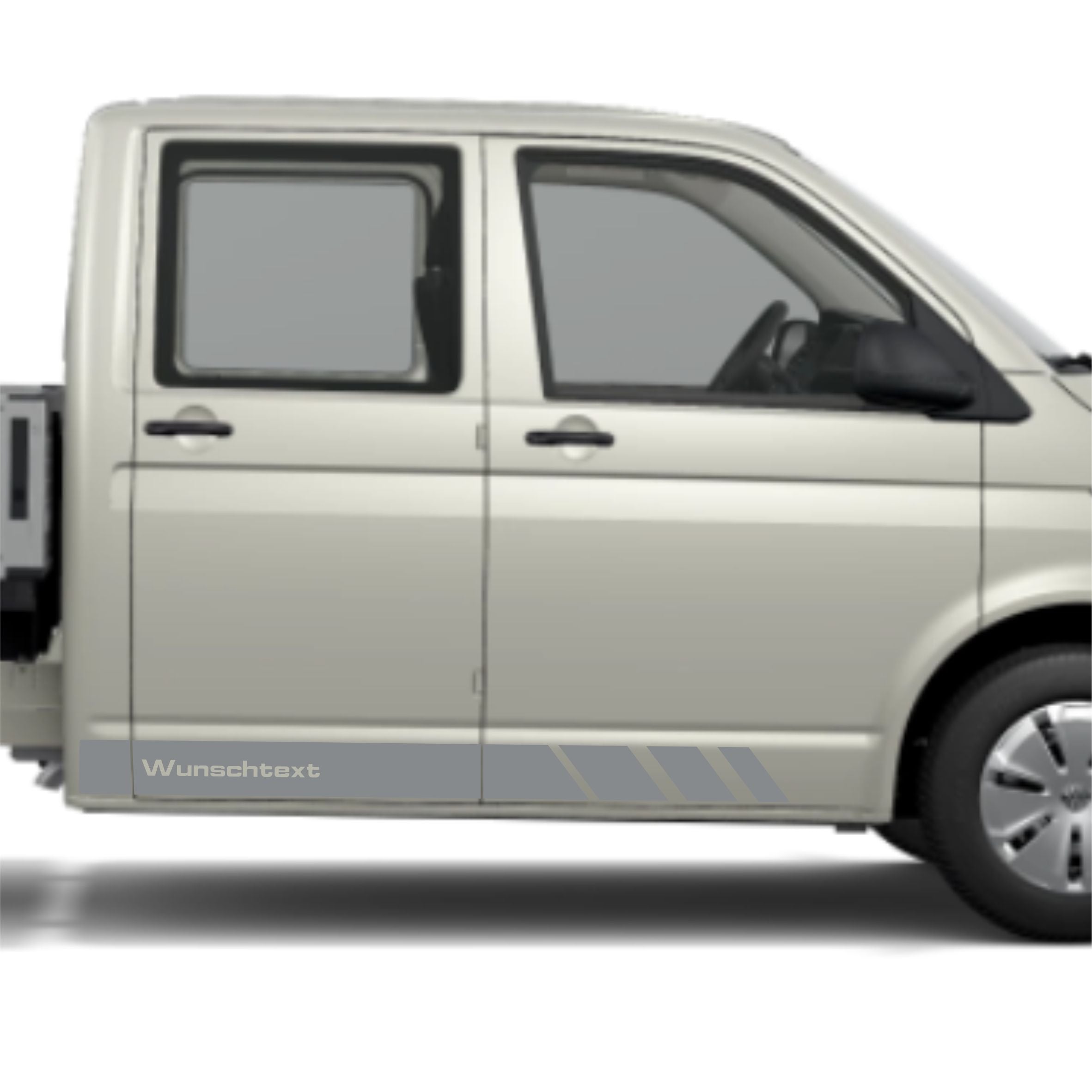 Seitenstreifen Aufkleber mit WUNSCHTEXT passend für VW Pritsche Doppelkabine - FOTOFOL