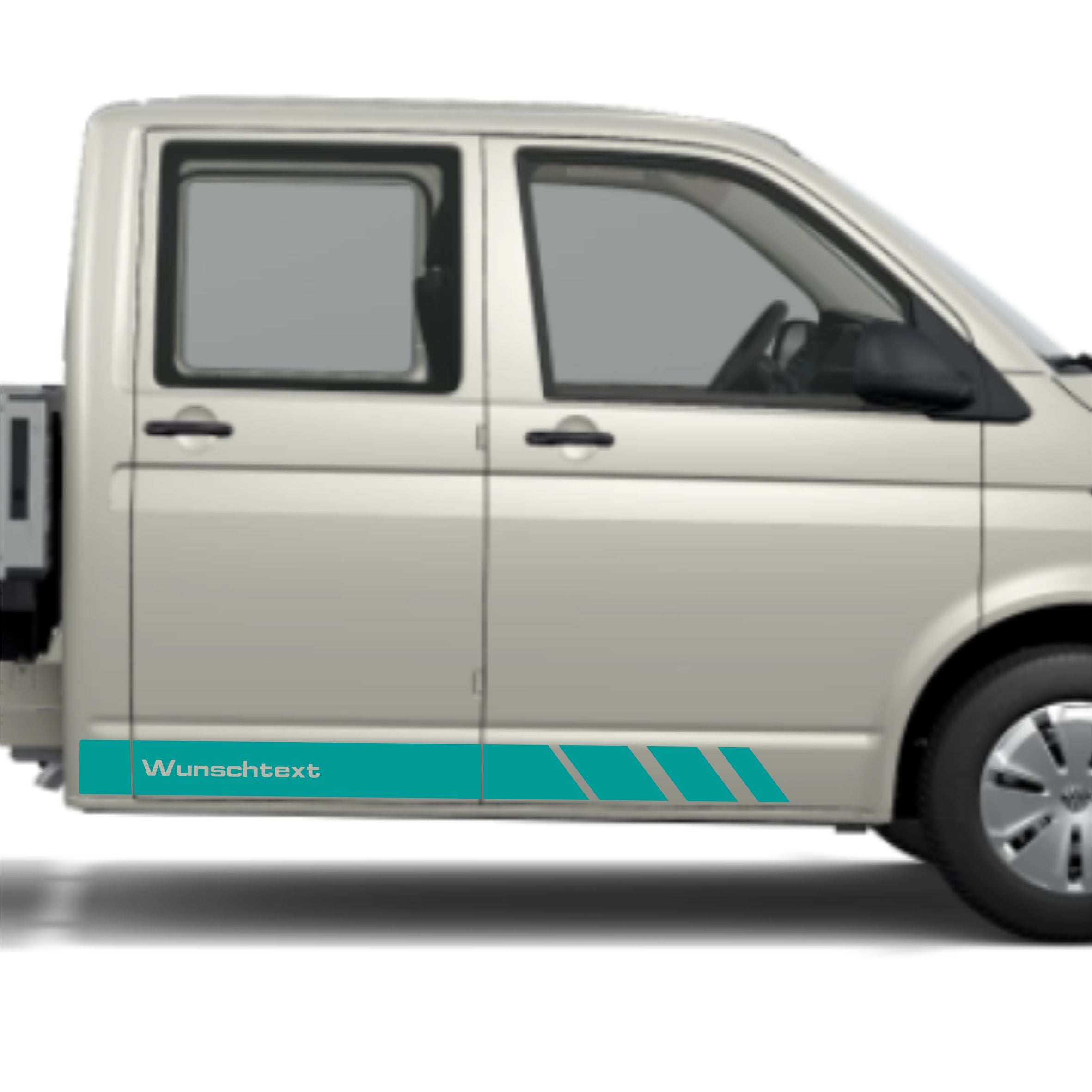 Seitenstreifen Aufkleber mit WUNSCHTEXT passend für VW Pritsche Doppelkabine - FOTOFOL