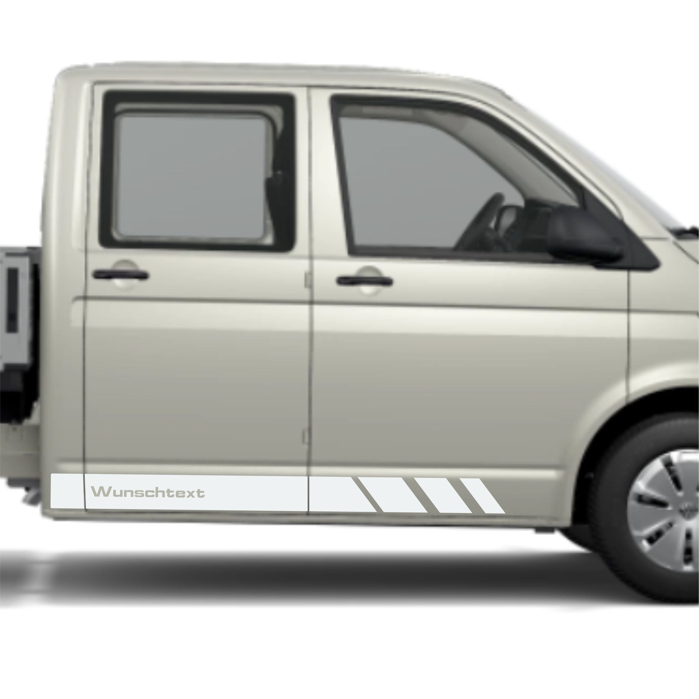 Seitenstreifen Aufkleber mit WUNSCHTEXT passend für VW Pritsche Doppelkabine - FOTOFOL