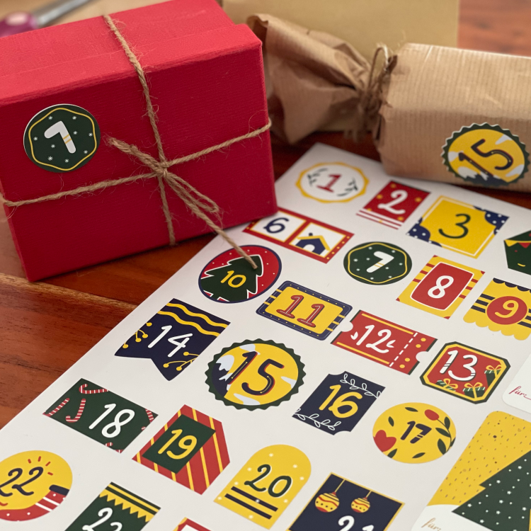Aufkleber für Adventskalender - Adventszahlen, Christmas, Weihnachten - FOTOFOL