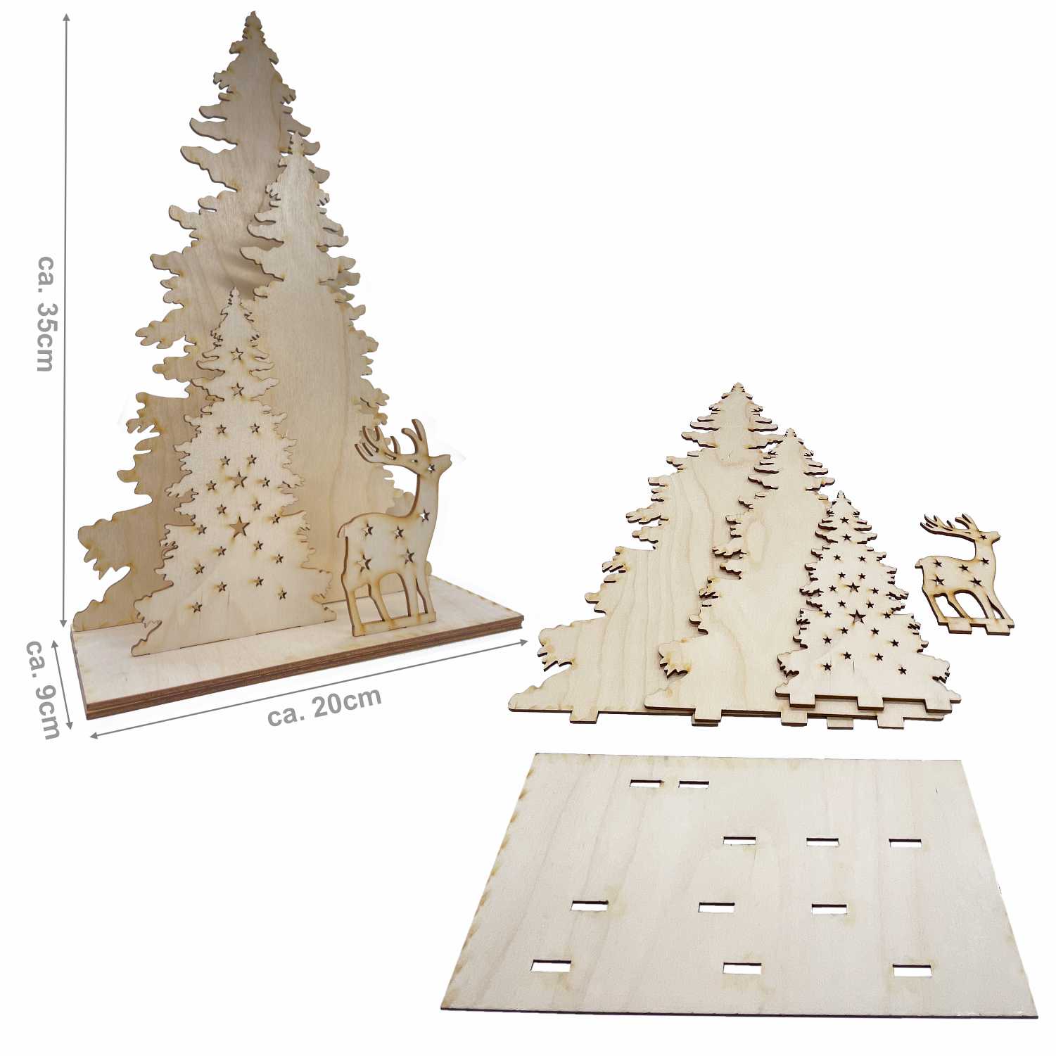 Bastelset Wald aus Holz für Weihnachten - Weihnachtsdeko aus Holz - FOTOFOL