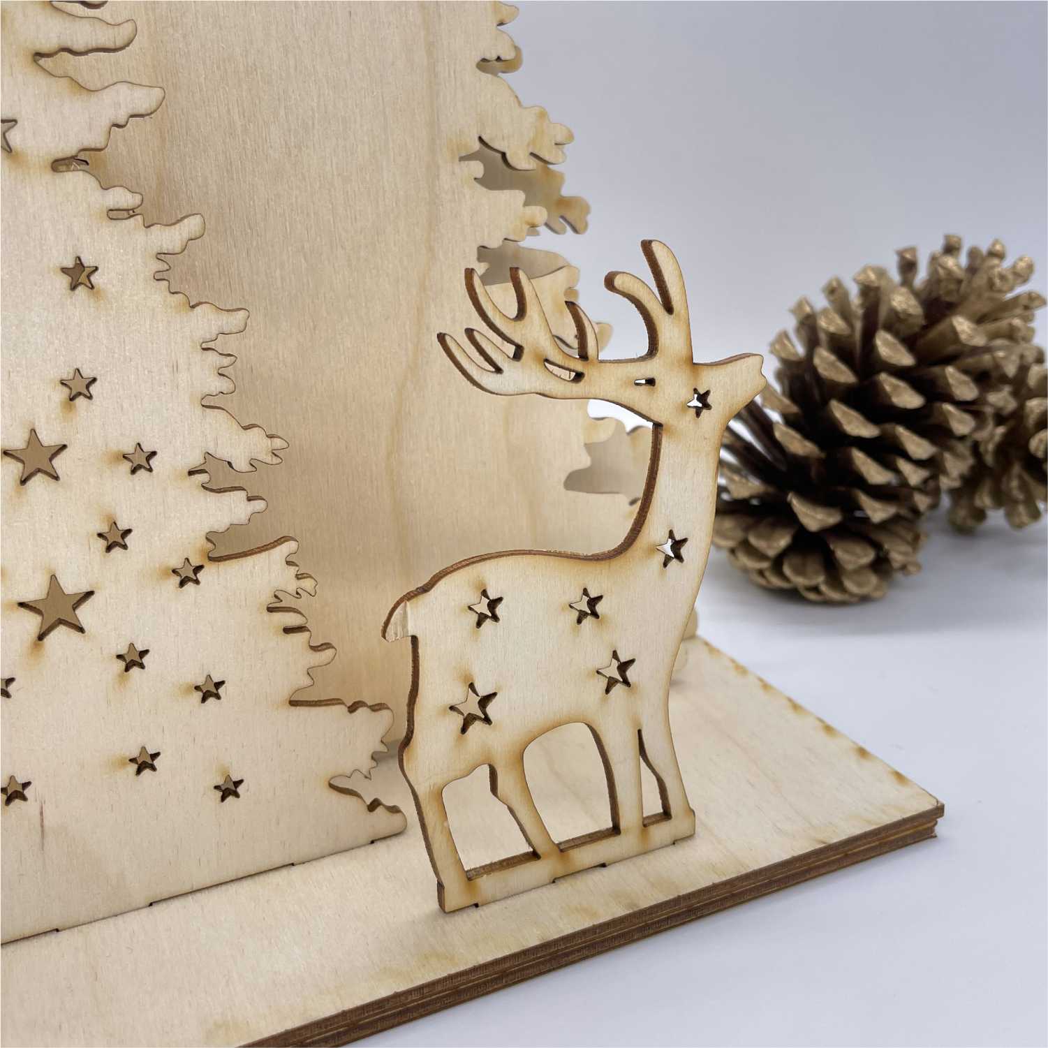 Bastelset Wald aus Holz für Weihnachten - Weihnachtsdeko aus Holz - FOTOFOL