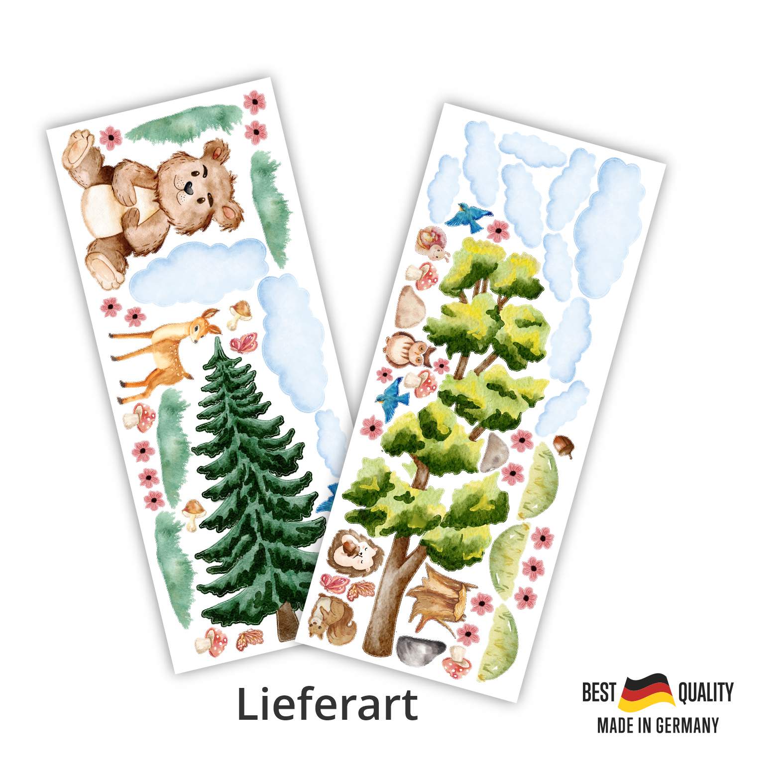 Wandtattoo Waldtiere mit Bäume- Wandsticker Kinderzimmer - FOTOFOL