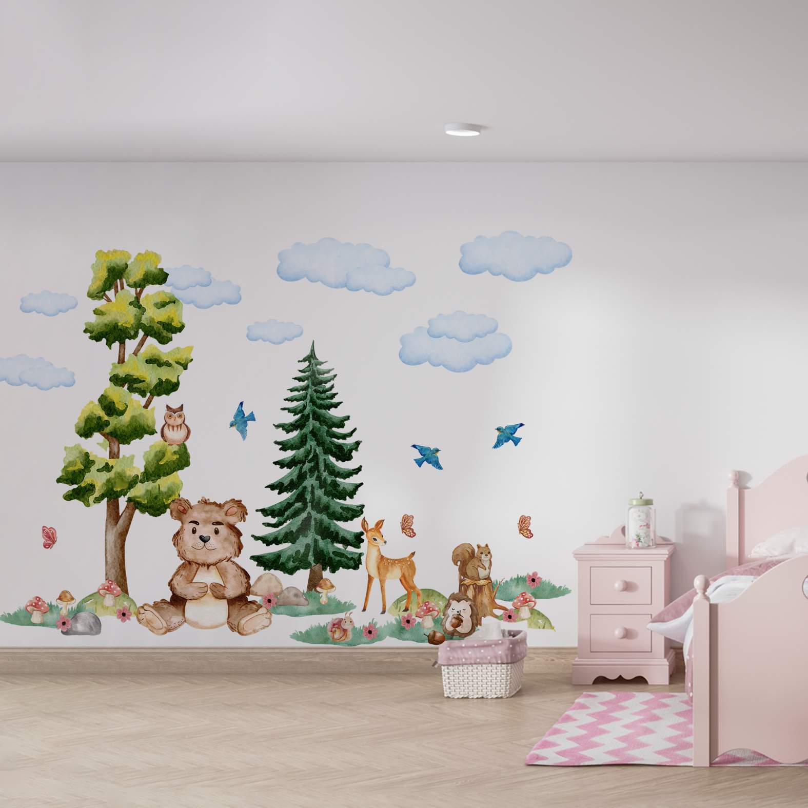 Wandtattoo Waldtiere mit Bäume- Wandsticker Kinderzimmer - FOTOFOL