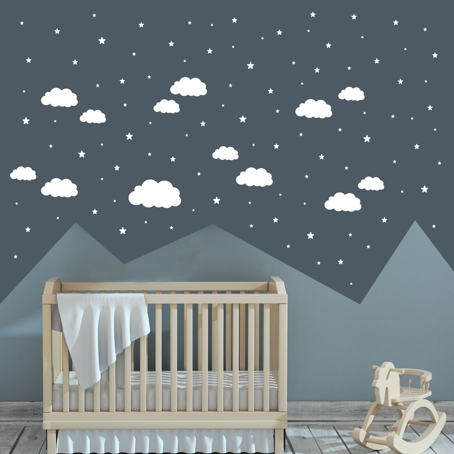 Wandaufkleber Wolken Sterne Babyzimmer - FOTOFOL