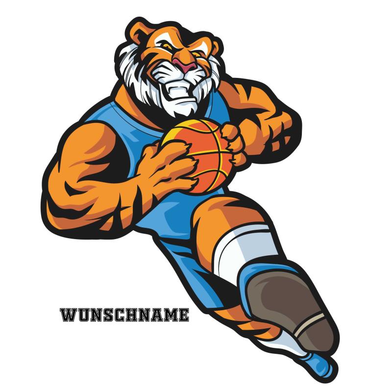 Wandtatoo Teenager-Zimmer Deko Sport Basketball Maskottchen Tiger - FOTOFOL