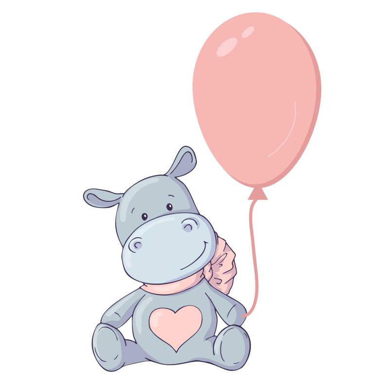 Wandtattoo Kinderzimmer Niedliche Nilpferd - FOTOFOL