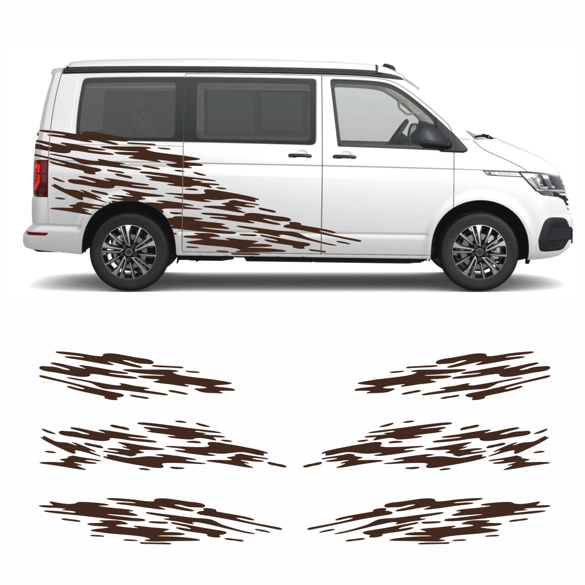 Seitenstreifen Aufkleber "Splash Style" passend für VW T6.1, T6, T5, Multivan, Bulli, Transporter - FOTOFOL