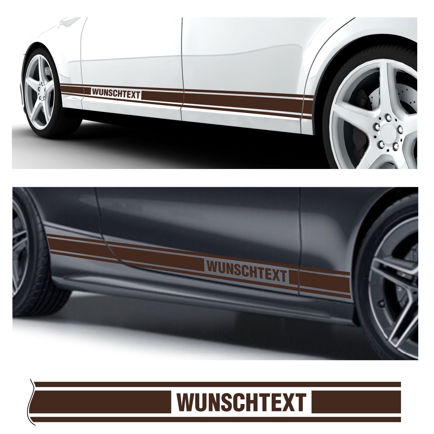 Seitenstreifen Dekorstreifen GT Style Mustang Shelby Autoaufkleber mit Wunschtext - FOTOFOL