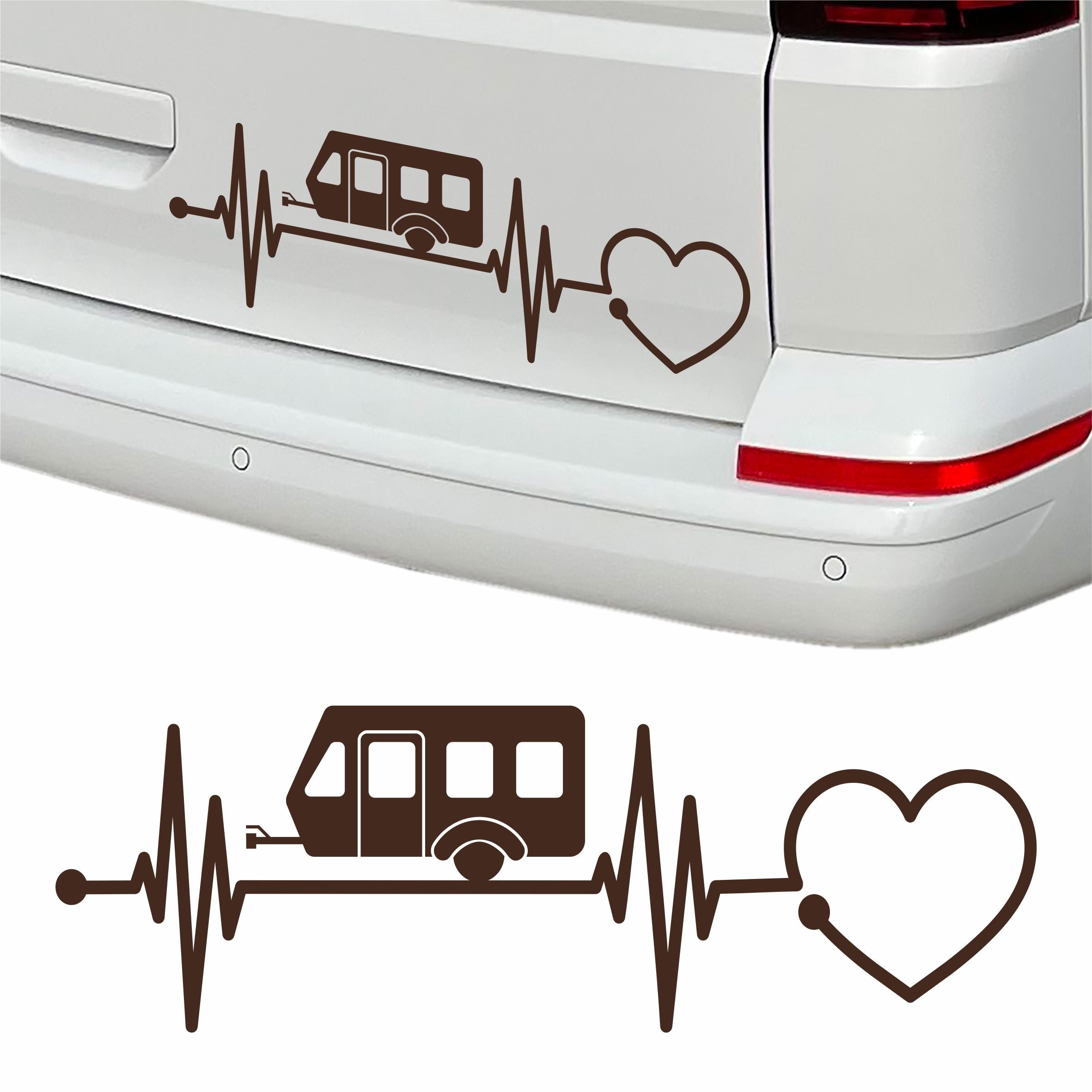 Aufkleber Wohnwagen Herzschlag 30cm - Herz Diagramm - Aufkleber für Camper, Wohnmobil, Wohnwagen Fahrzeuge - FOTOFOL