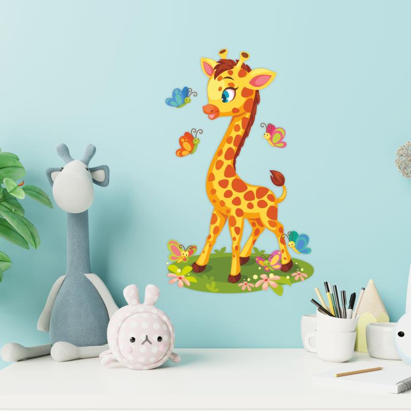 Wandtatoo Kinderzimmer Deko Giraffe Schmetterlingen - FOTOFOL