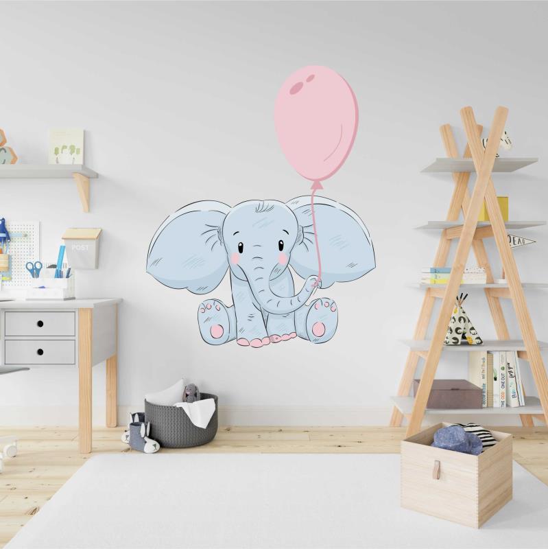 Wandtattoo Kinderzimmer Elefant mit Ballon - FOTOFOL