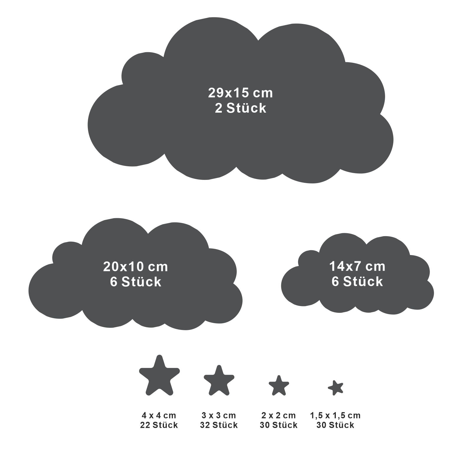 Wandaufkleber Wolken Sterne Babyzimmer - FOTOFOL