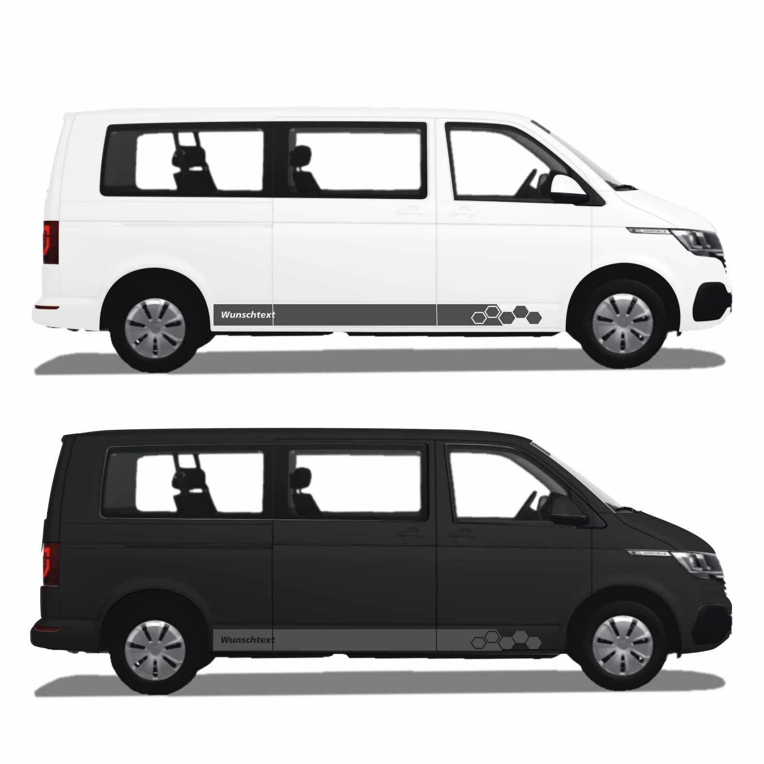 Seitenstreifen WABEN Aufkleber passend für VW T6.1, T6, T5, Multivan, Bulli, Transporter - WUNSCHTEXT - FOTOFOL