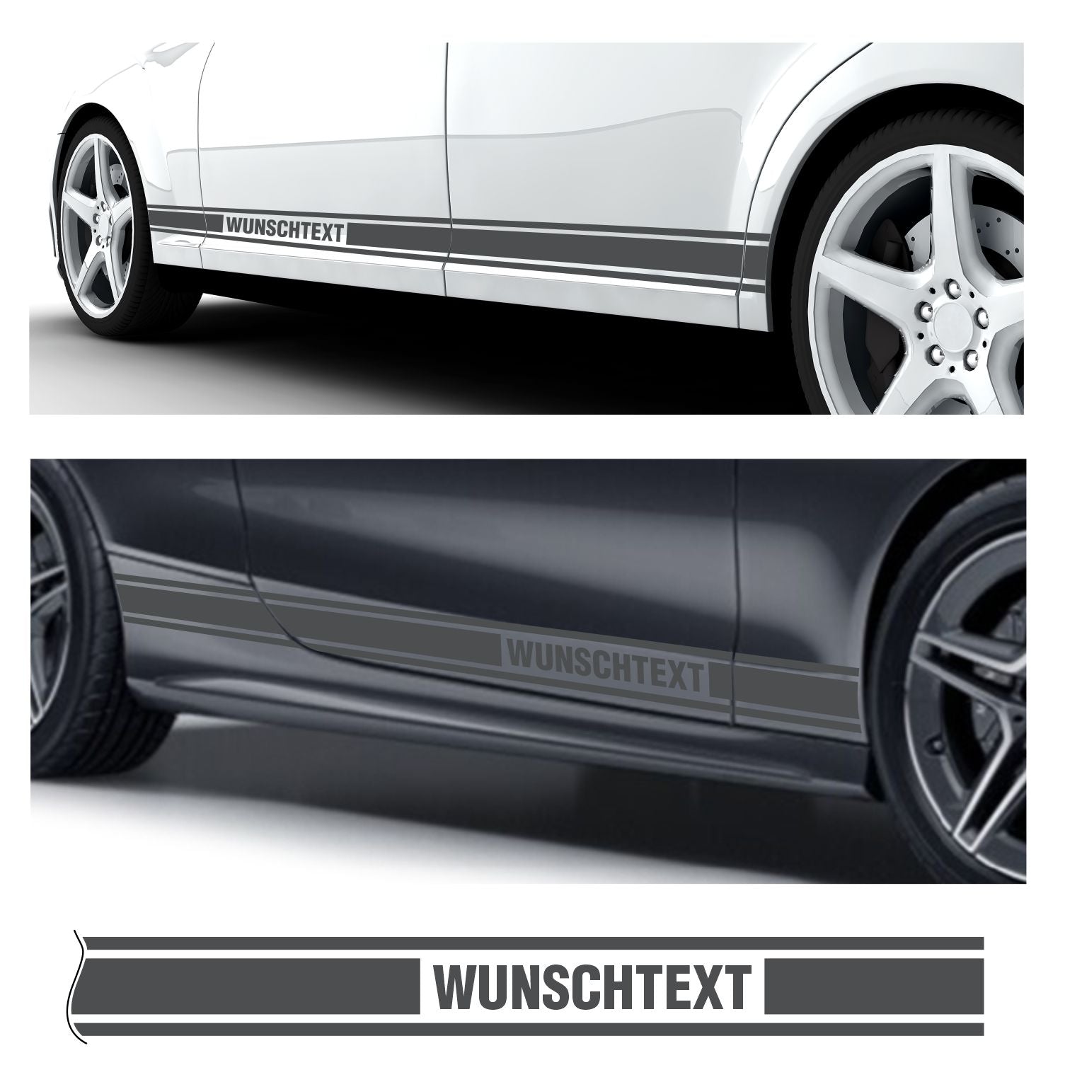 Seitenstreifen Dekorstreifen GT Style Mustang Shelby Autoaufkleber mit Wunschtext - FOTOFOL