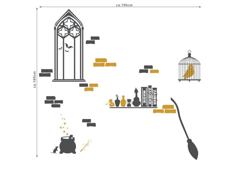 Wandtattoo Zauberer im Zimmer Magie Käfig Schloss Kinderzimmer - FOTOFOL
