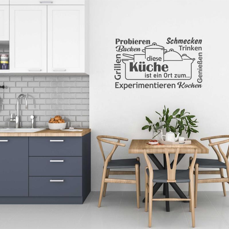 Wandtattoo Küche Diese Küche ist ein Ort zum essen kochen experimentieren genießen trinken schmecken probieren backen grillen - FOTOFOL