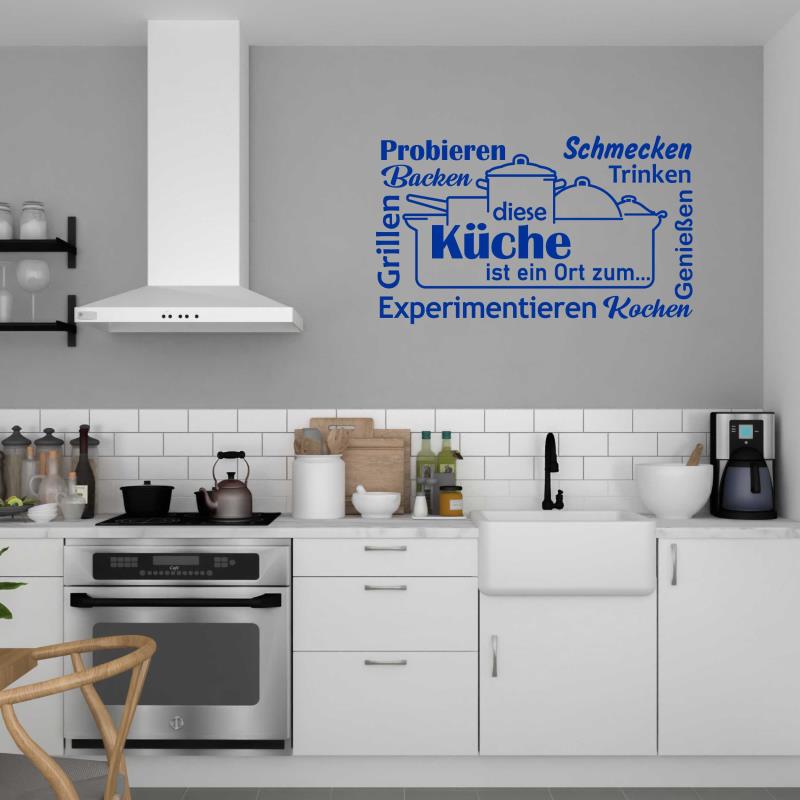 Wandtattoo Küche Diese Küche ist ein Ort zum essen kochen experimentieren genießen trinken schmecken probieren backen grillen - FOTOFOL