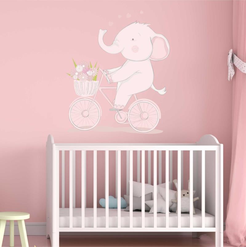 Wandtattoo Kinderzimmer Elefant mit Fahrrad - FOTOFOL