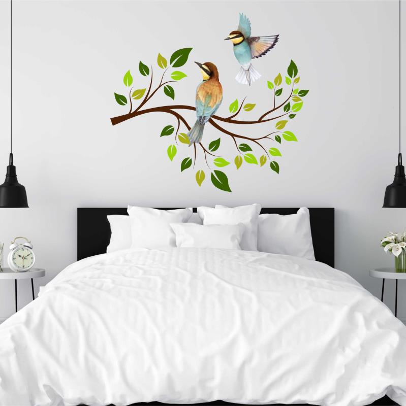 Wandtattoo Schlafzimmer Ast mit Vögeln - FOTOFOL