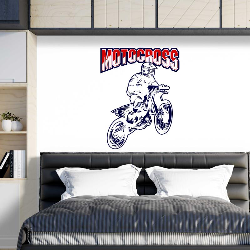 Wandtatoo Teenager-Zimmer Deko Motocross Motorrad Sport Bike - FOTOFOL
