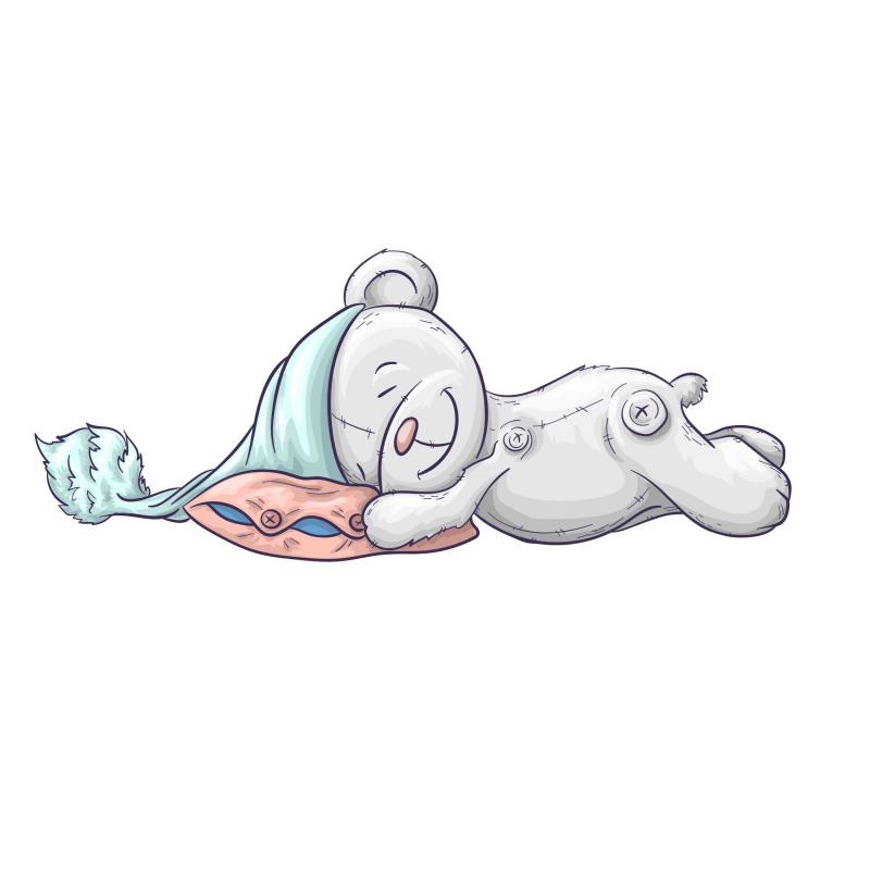 Wandtattoo Kinderzimmer Bär auf Kissen schlafen - FOTOFOL