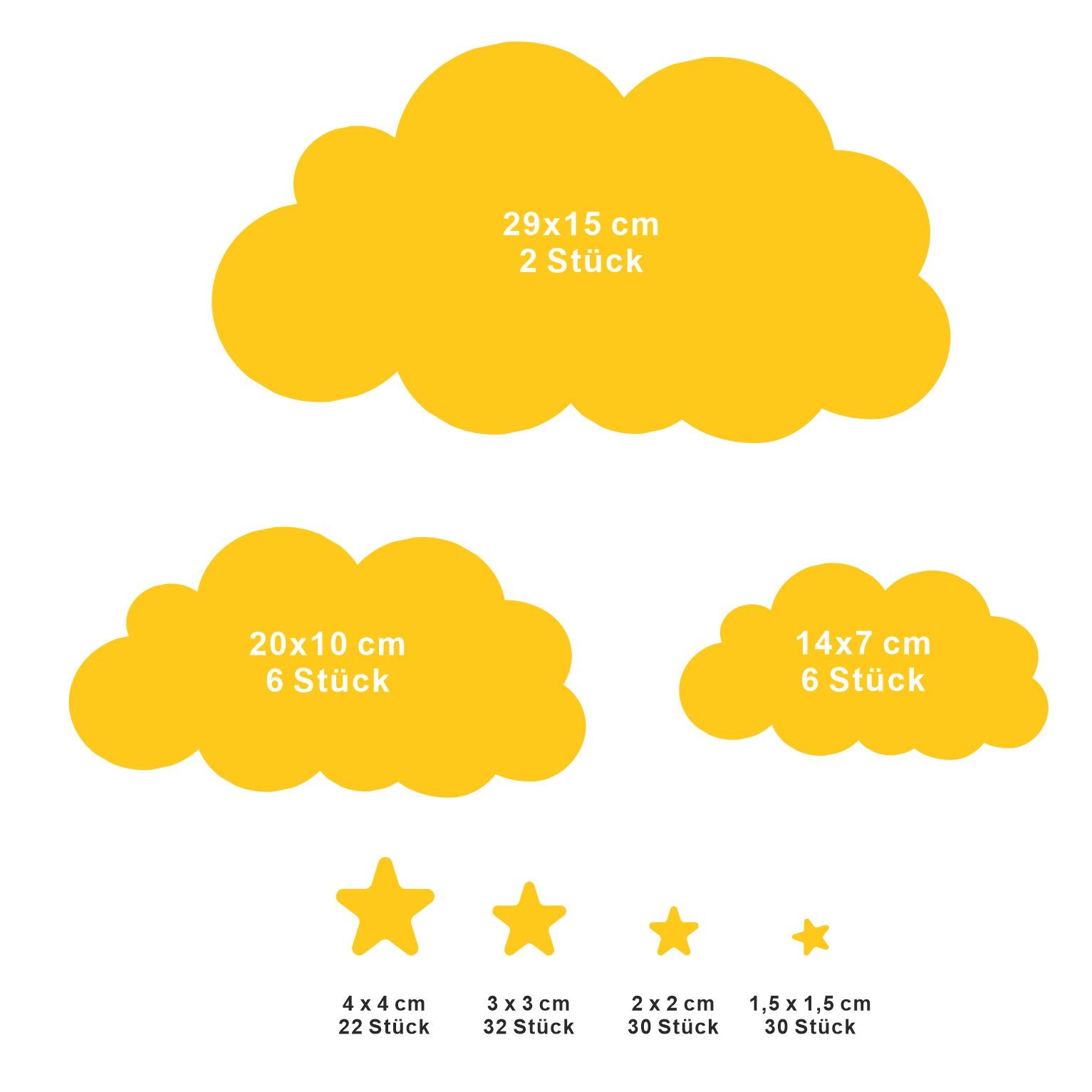 Wandaufkleber Wolken Sterne Babyzimmer - FOTOFOL