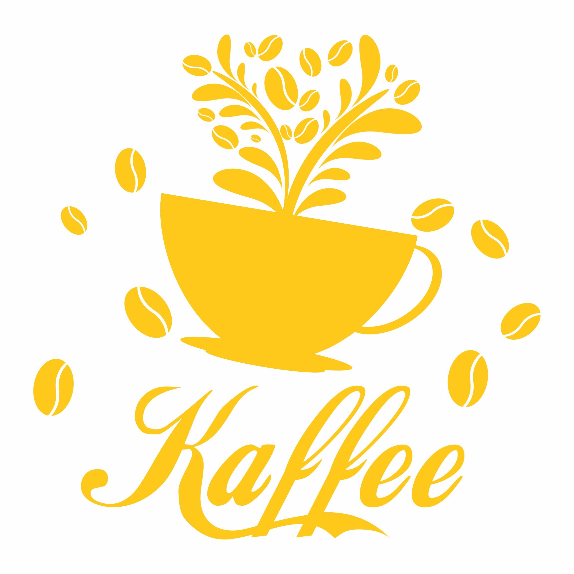 Wandtattoo Küche Deko Kaffee Kaffeetasse Kaffeebohnen - FOTOFOL