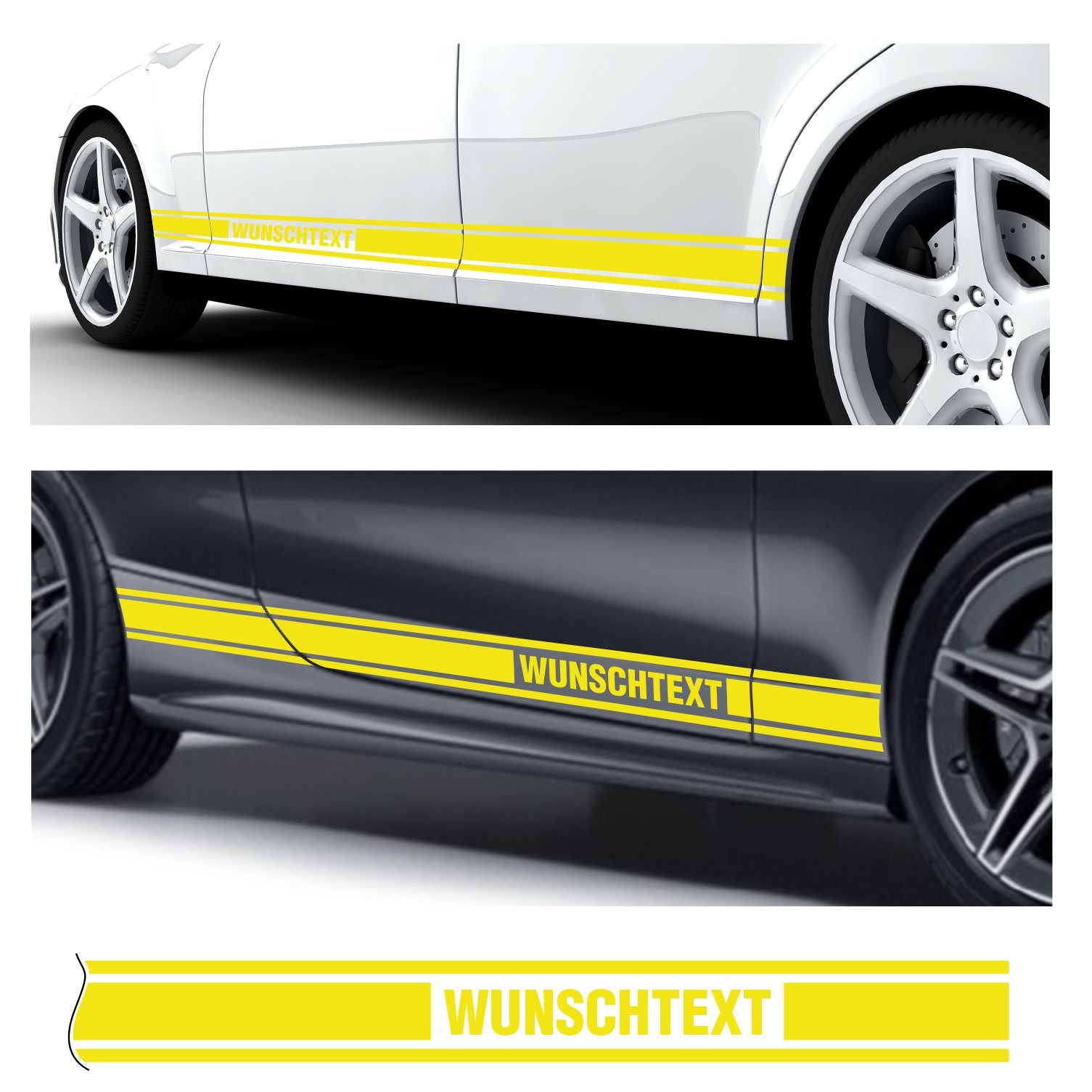 Seitenstreifen Dekorstreifen GT Style Mustang Shelby Autoaufkleber mit Wunschtext - FOTOFOL