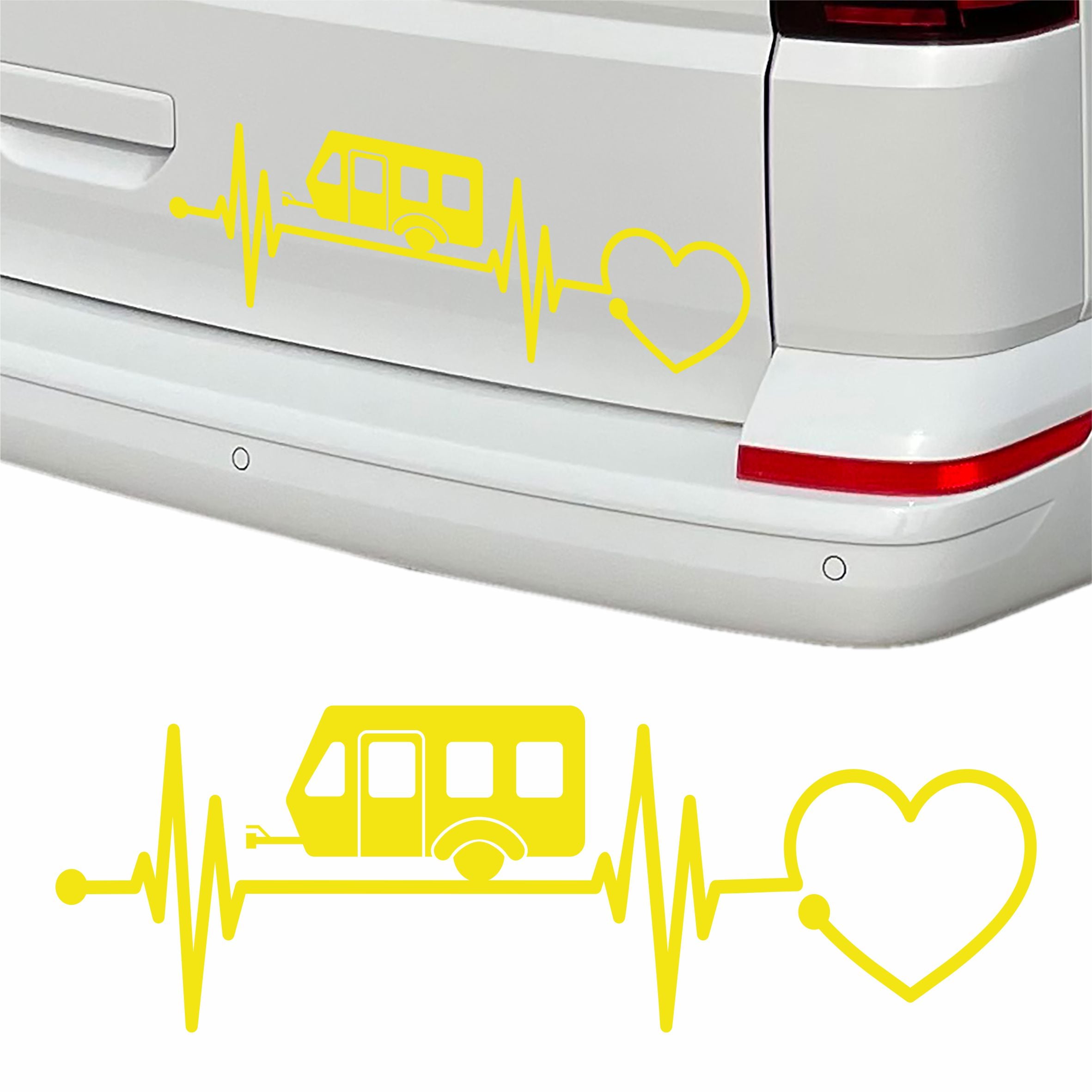 Aufkleber Wohnwagen Herzschlag 30cm - Herz Diagramm - Aufkleber für Camper, Wohnmobil, Wohnwagen Fahrzeuge - FOTOFOL