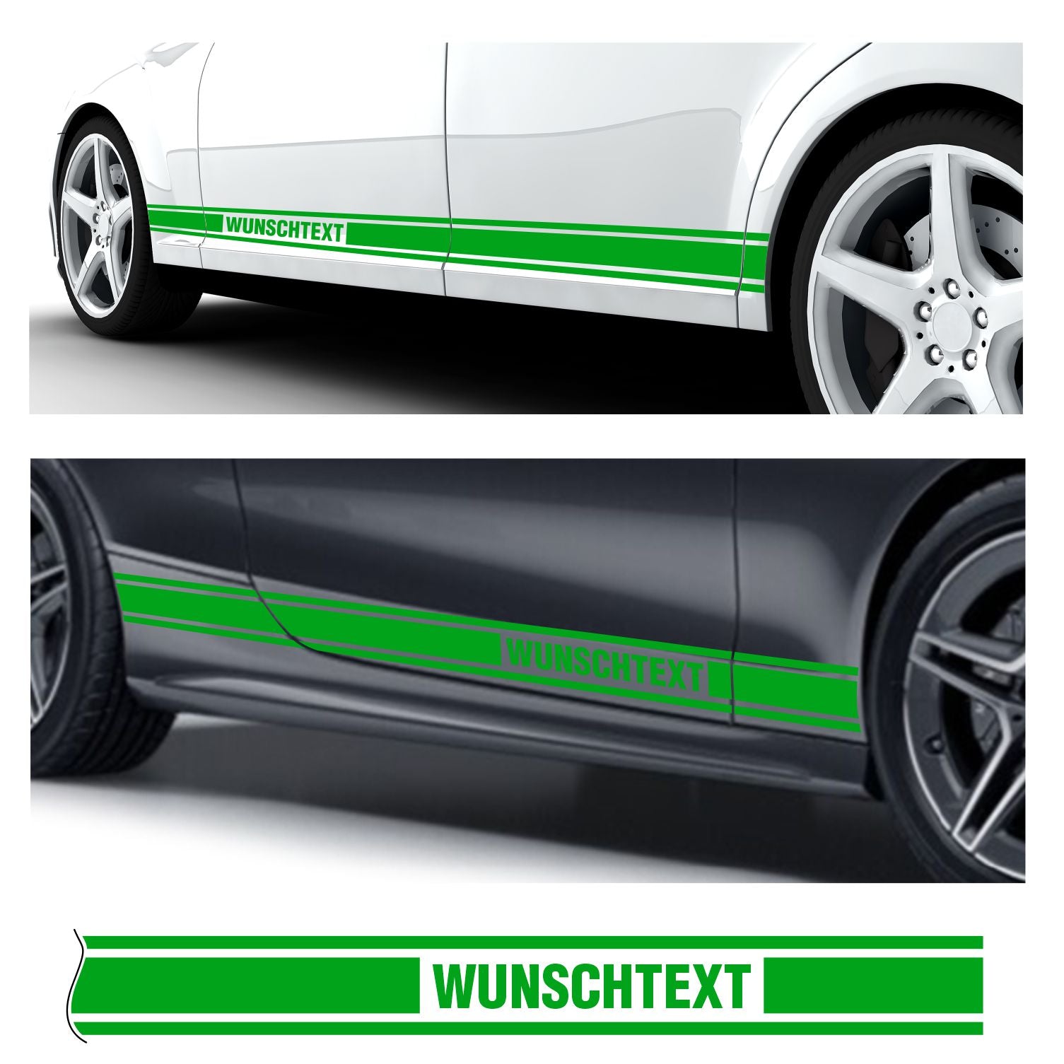 Seitenstreifen Dekorstreifen GT Style Mustang Shelby Autoaufkleber mit Wunschtext - FOTOFOL