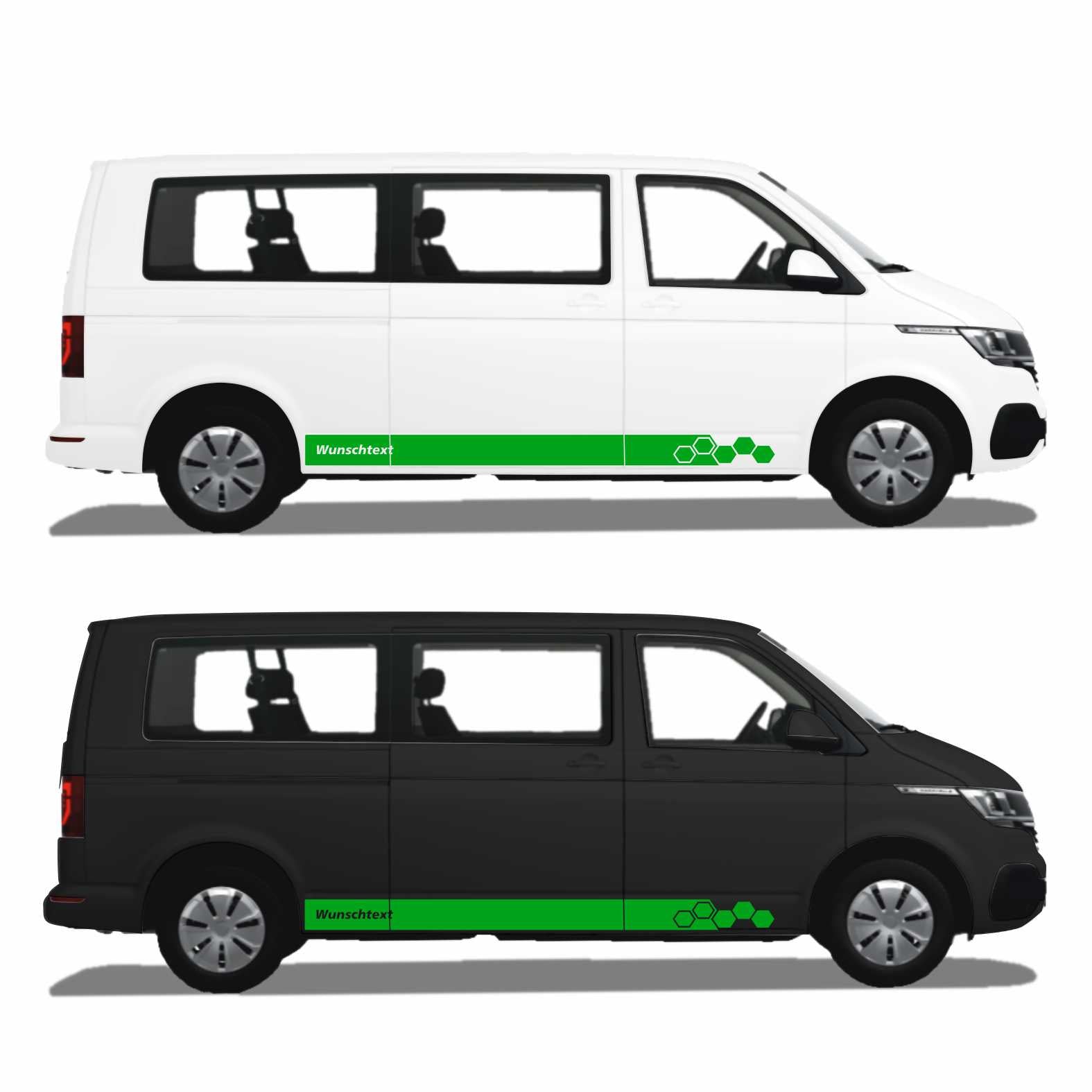 Seitenstreifen WABEN Aufkleber passend für VW T6.1, T6, T5, Multivan, Bulli, Transporter - WUNSCHTEXT - FOTOFOL