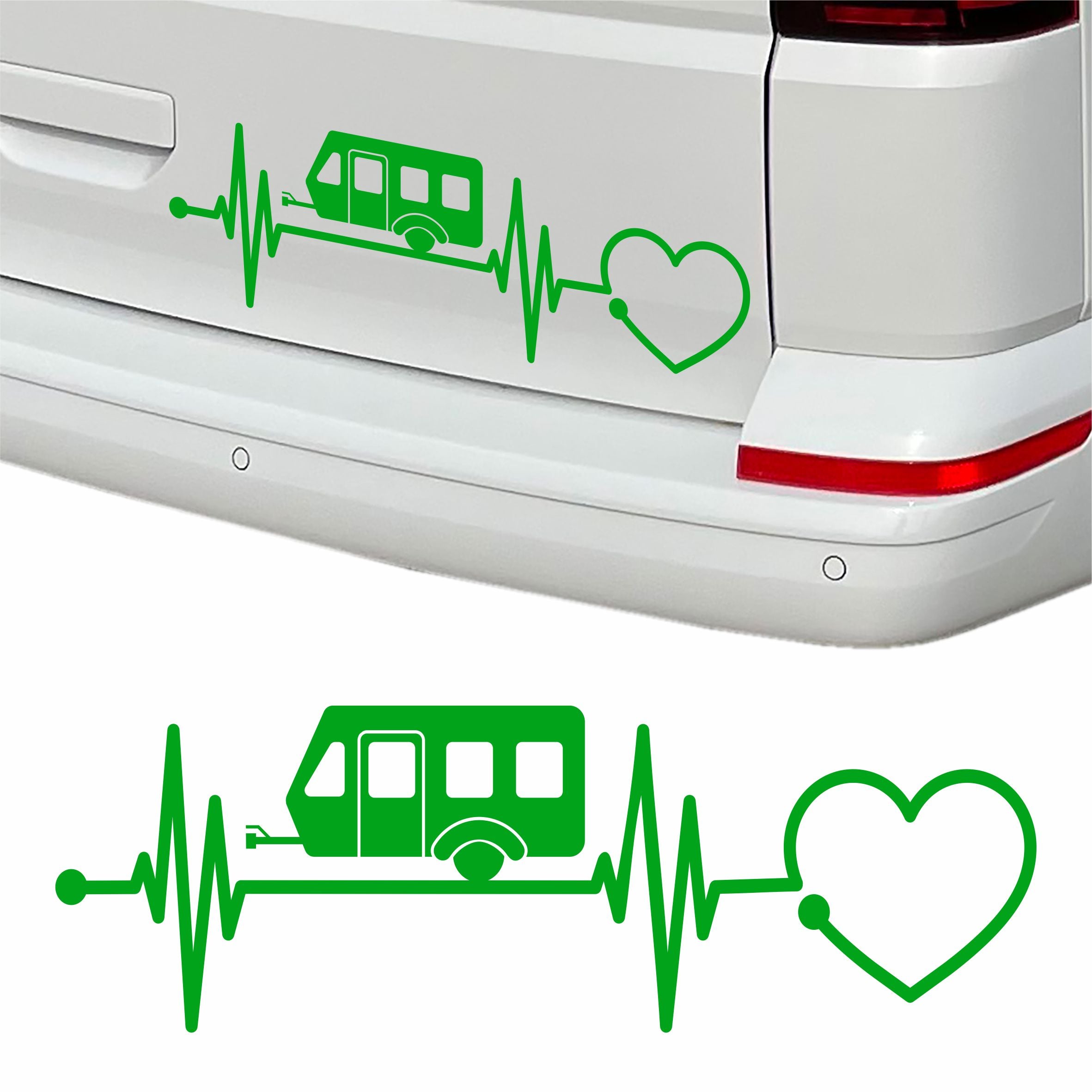 Aufkleber Wohnwagen Herzschlag 30cm - Herz Diagramm - Aufkleber für Camper, Wohnmobil, Wohnwagen Fahrzeuge - FOTOFOL