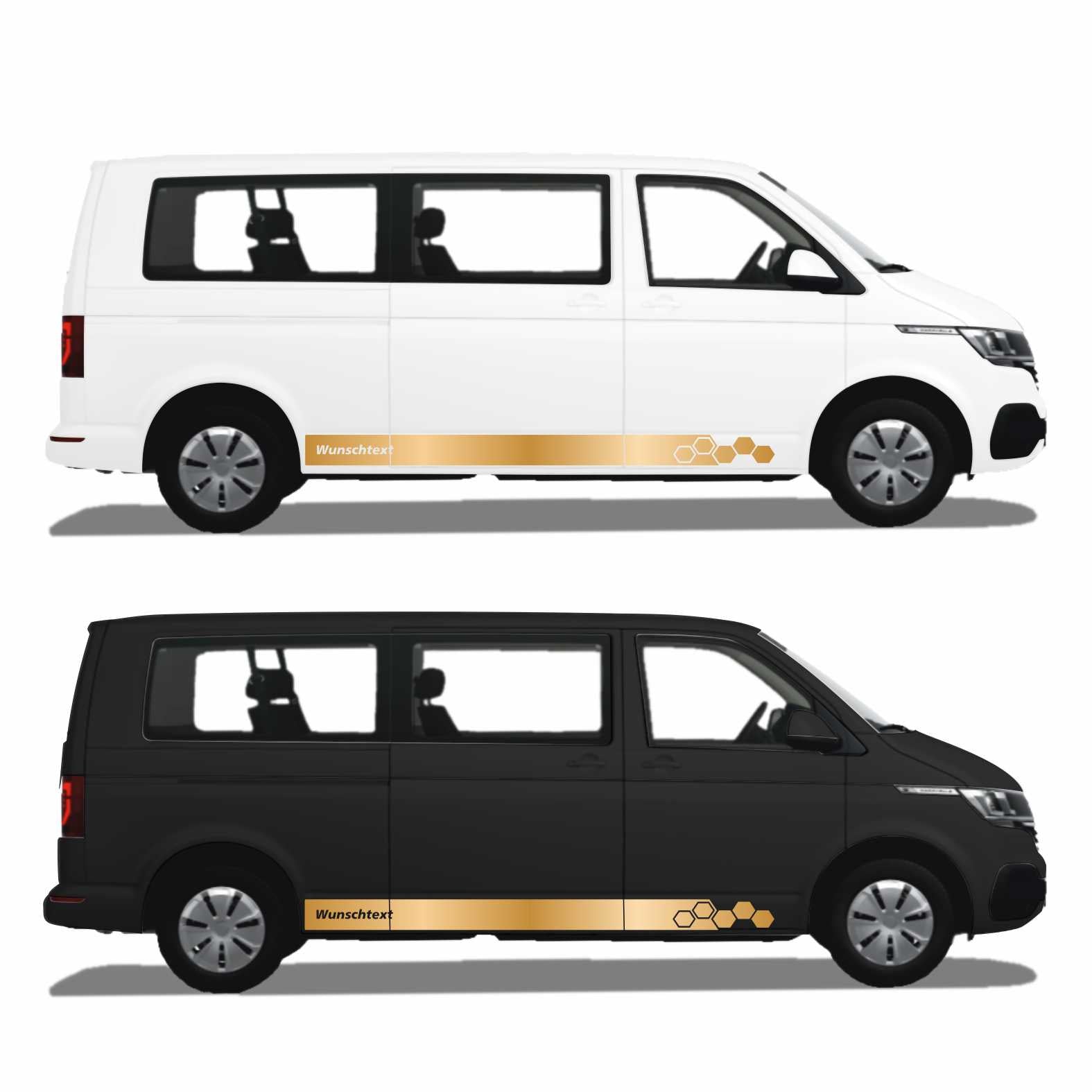 Seitenstreifen WABEN Aufkleber passend für VW T6.1, T6, T5, Multivan, Bulli, Transporter - WUNSCHTEXT - FOTOFOL