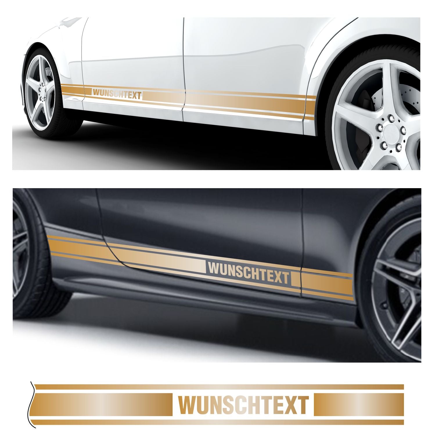 Seitenstreifen Dekorstreifen GT Style Mustang Shelby Autoaufkleber mit Wunschtext - FOTOFOL