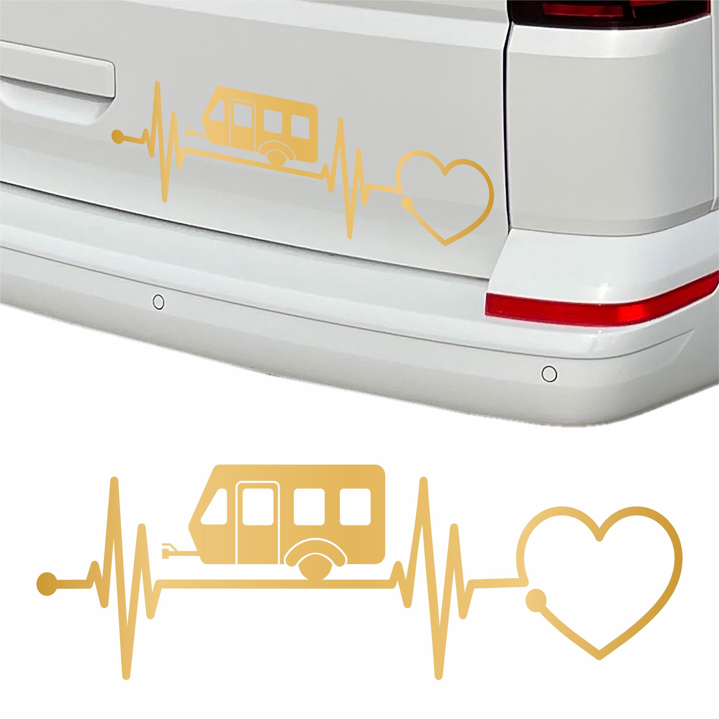Aufkleber Wohnwagen Herzschlag 30cm - Herz Diagramm - Aufkleber für Camper, Wohnmobil, Wohnwagen Fahrzeuge - FOTOFOL