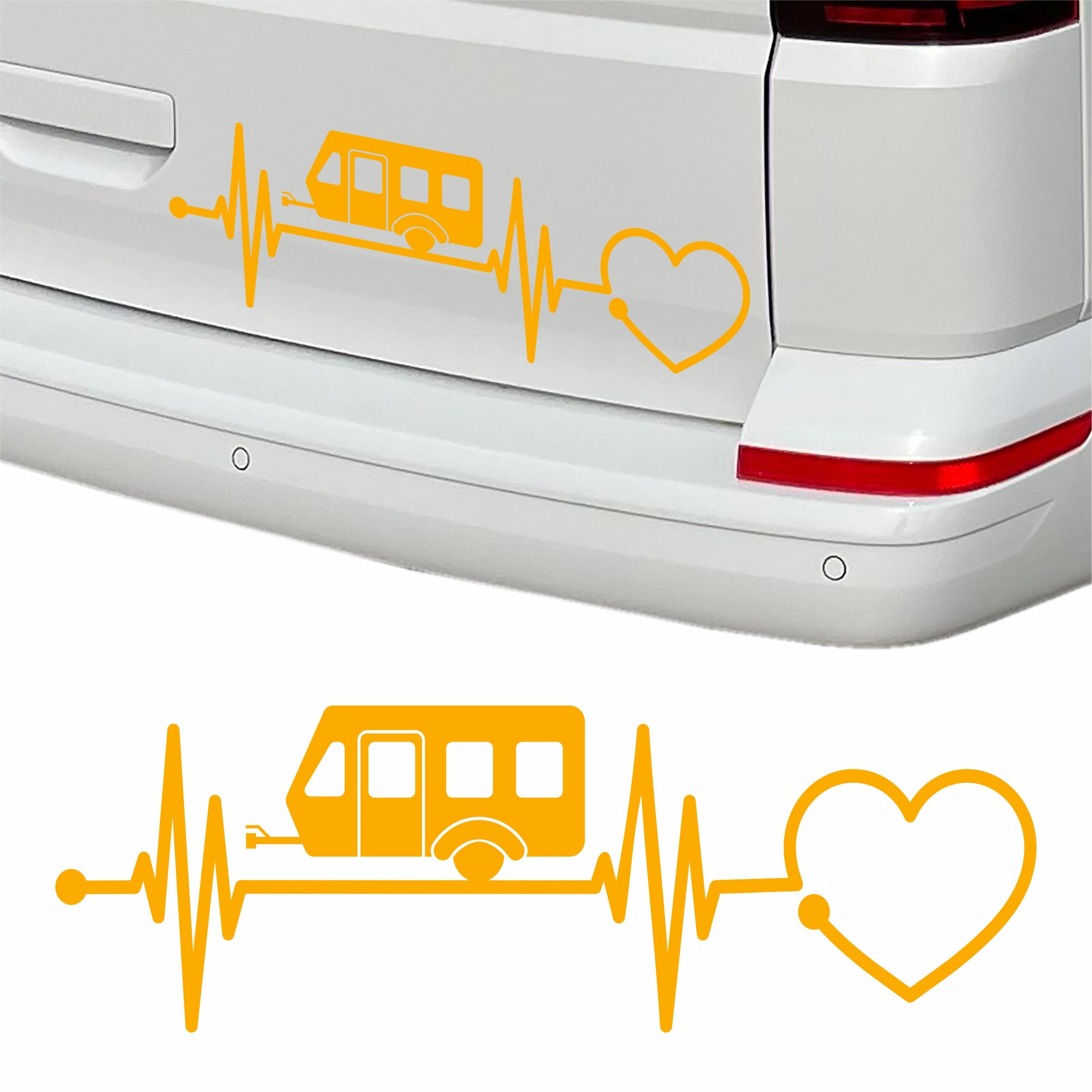 Aufkleber Wohnwagen Herzschlag 30cm - Herz Diagramm - Aufkleber für Camper, Wohnmobil, Wohnwagen Fahrzeuge - FOTOFOL