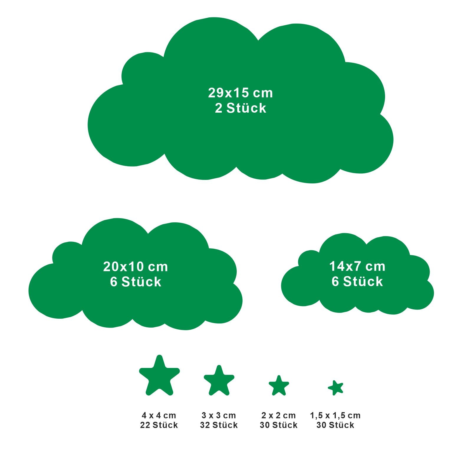 Wandaufkleber Wolken Sterne Babyzimmer - FOTOFOL