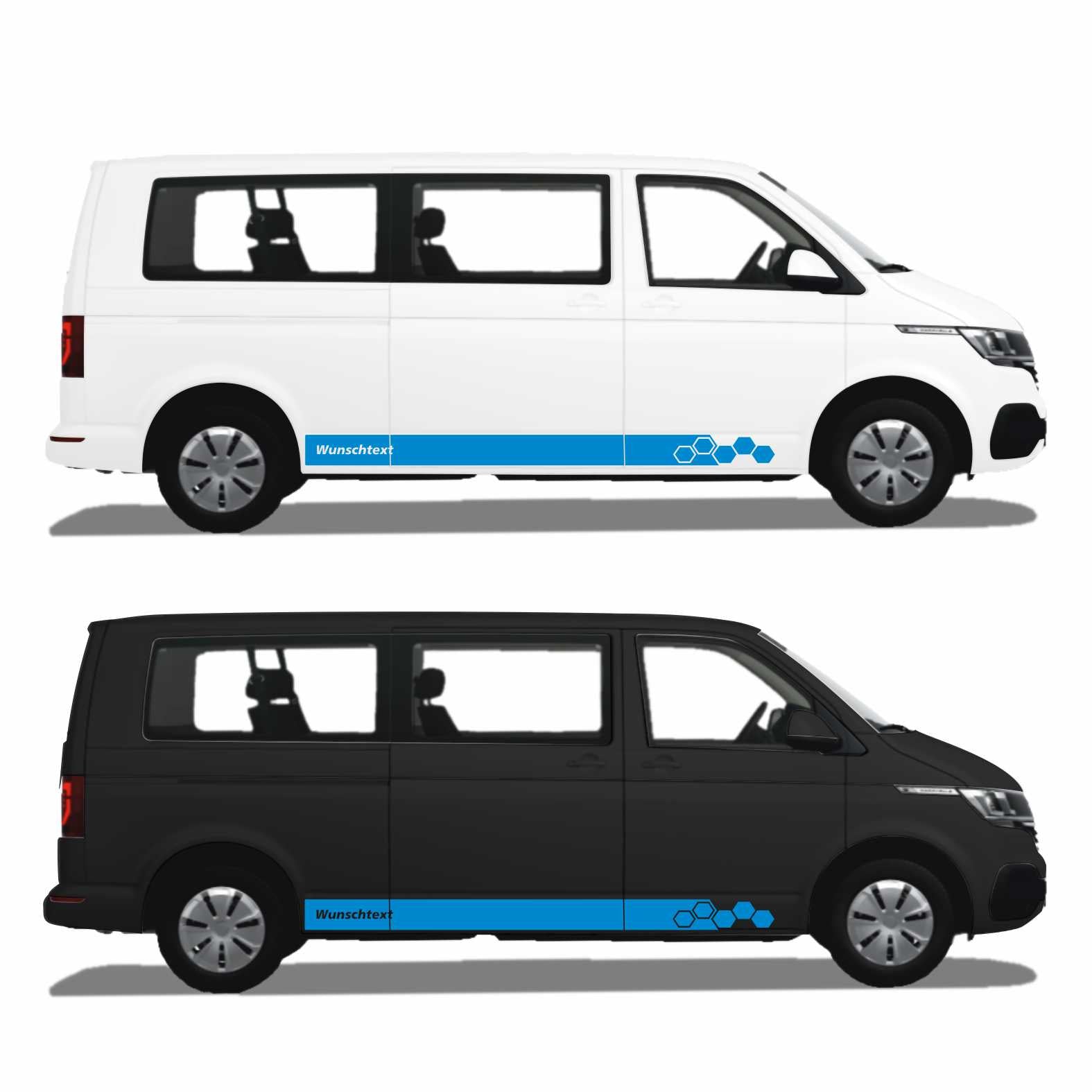 Seitenstreifen WABEN Aufkleber passend für VW T6.1, T6, T5, Multivan, Bulli, Transporter - WUNSCHTEXT - FOTOFOL