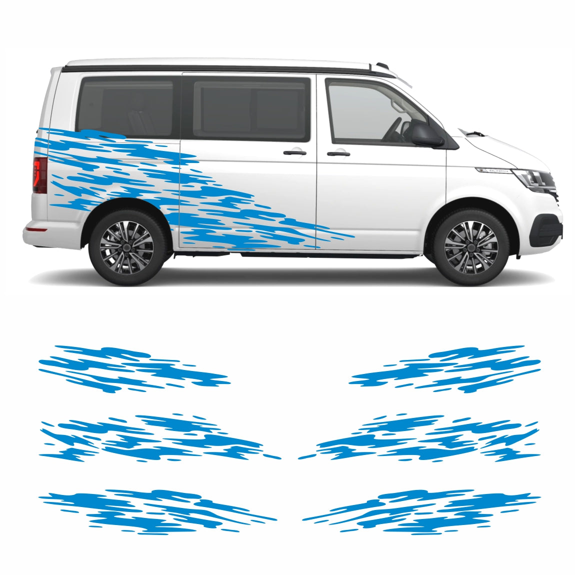 Seitenstreifen Aufkleber "Splash Style" passend für VW T6.1, T6, T5, Multivan, Bulli, Transporter - FOTOFOL