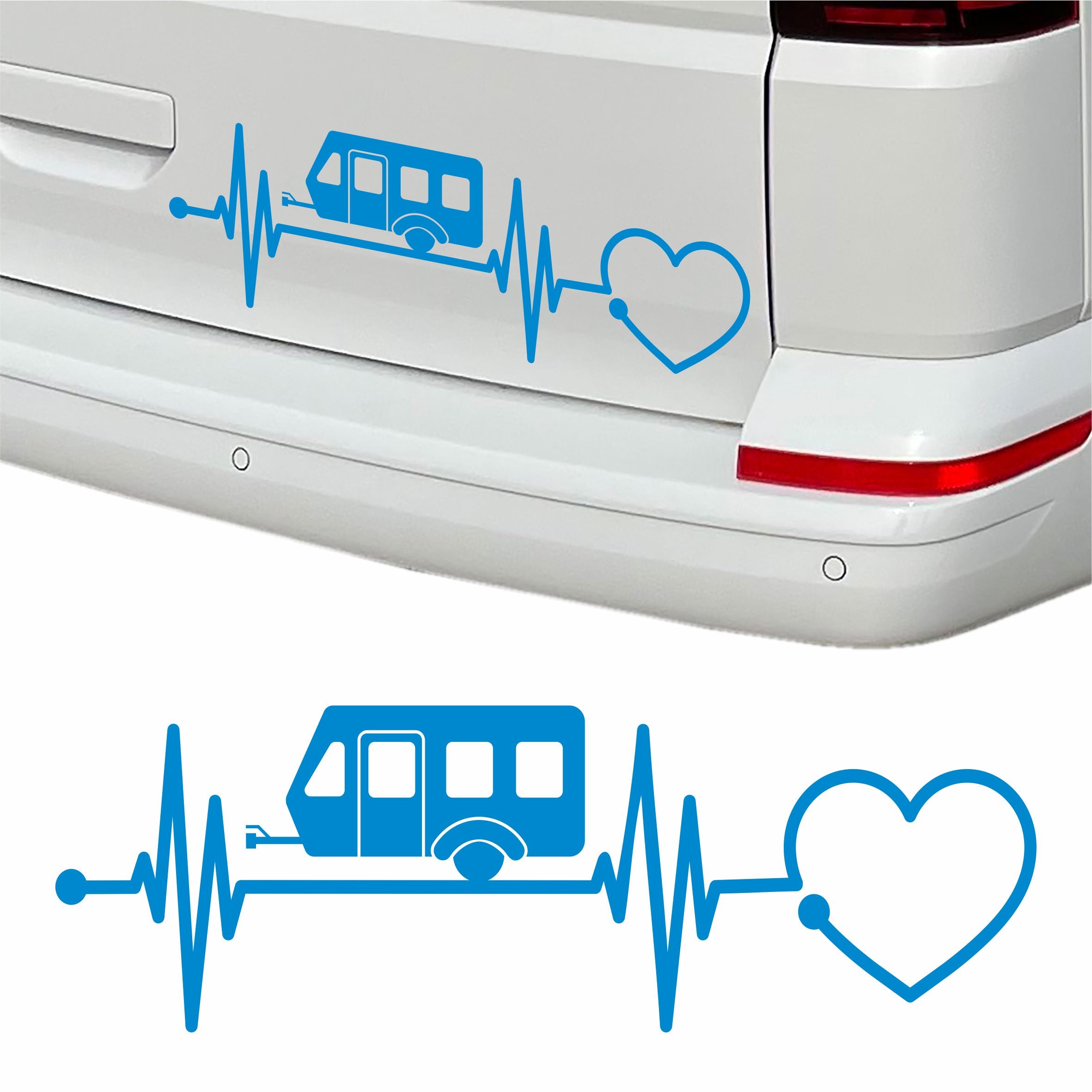 Aufkleber Wohnwagen Herzschlag 30cm - Herz Diagramm - Aufkleber für Camper, Wohnmobil, Wohnwagen Fahrzeuge - FOTOFOL