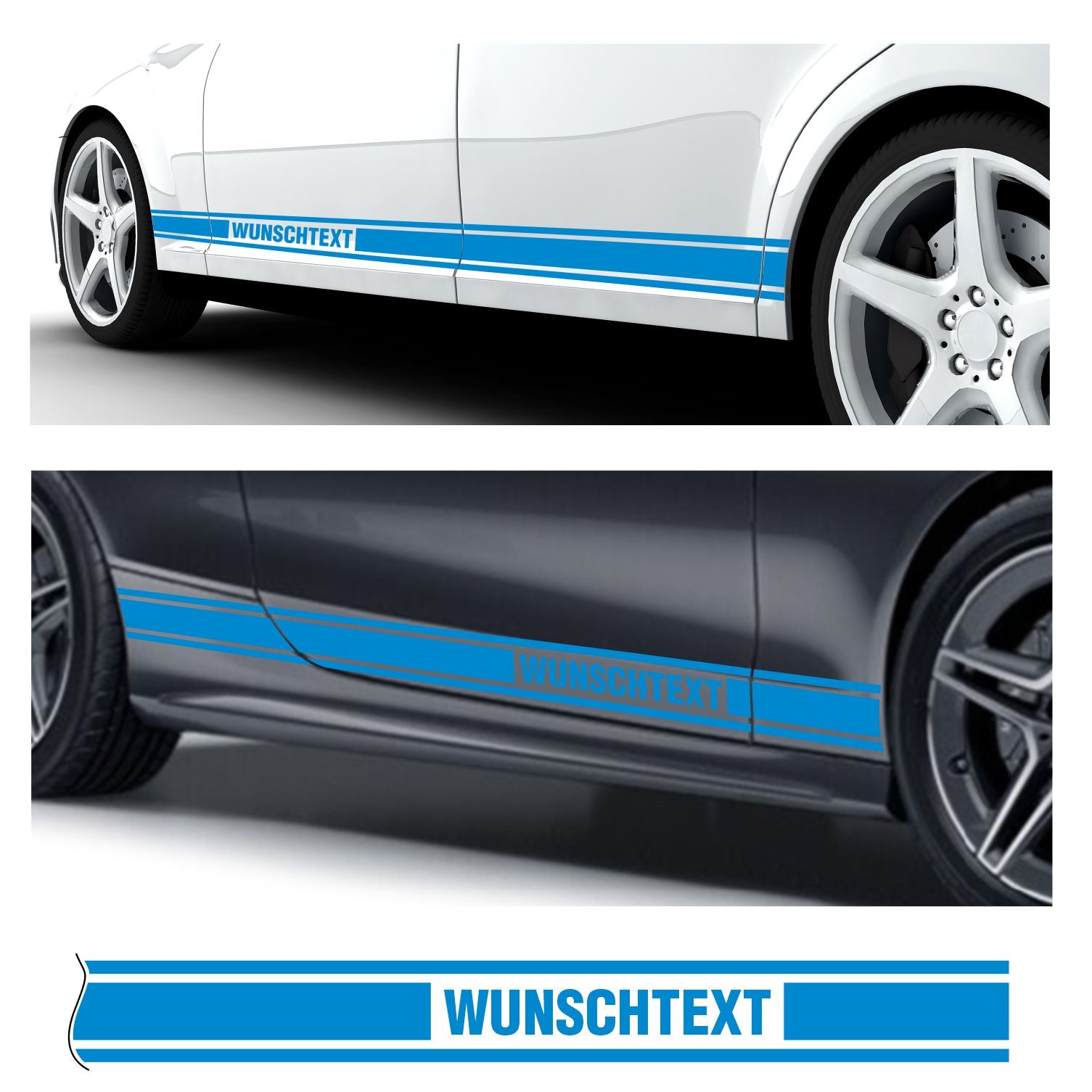 Seitenstreifen Dekorstreifen GT Style Mustang Shelby Autoaufkleber mit Wunschtext - FOTOFOL